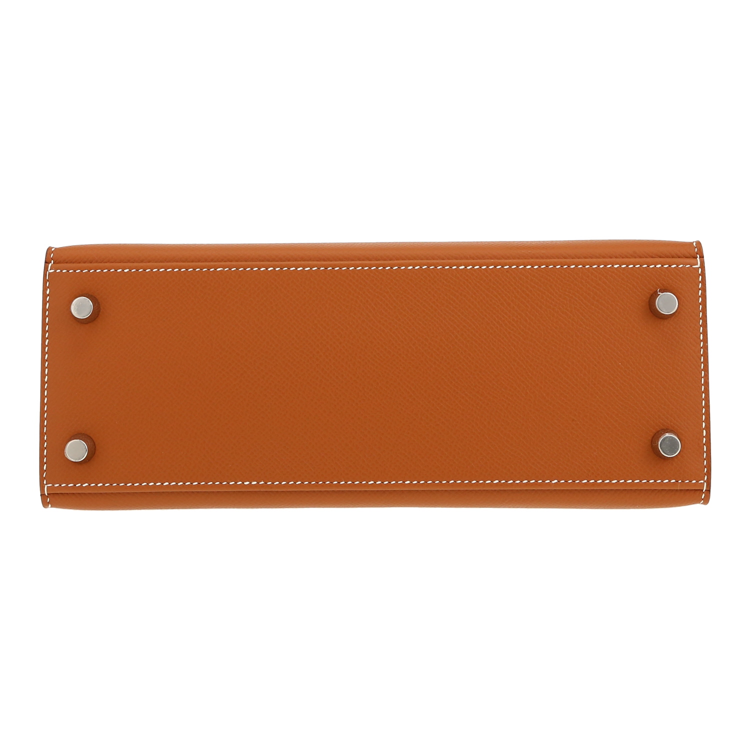 Bolso de mano Hermès  Kelly 25 cm en cuero epsom color oro - Detail D1