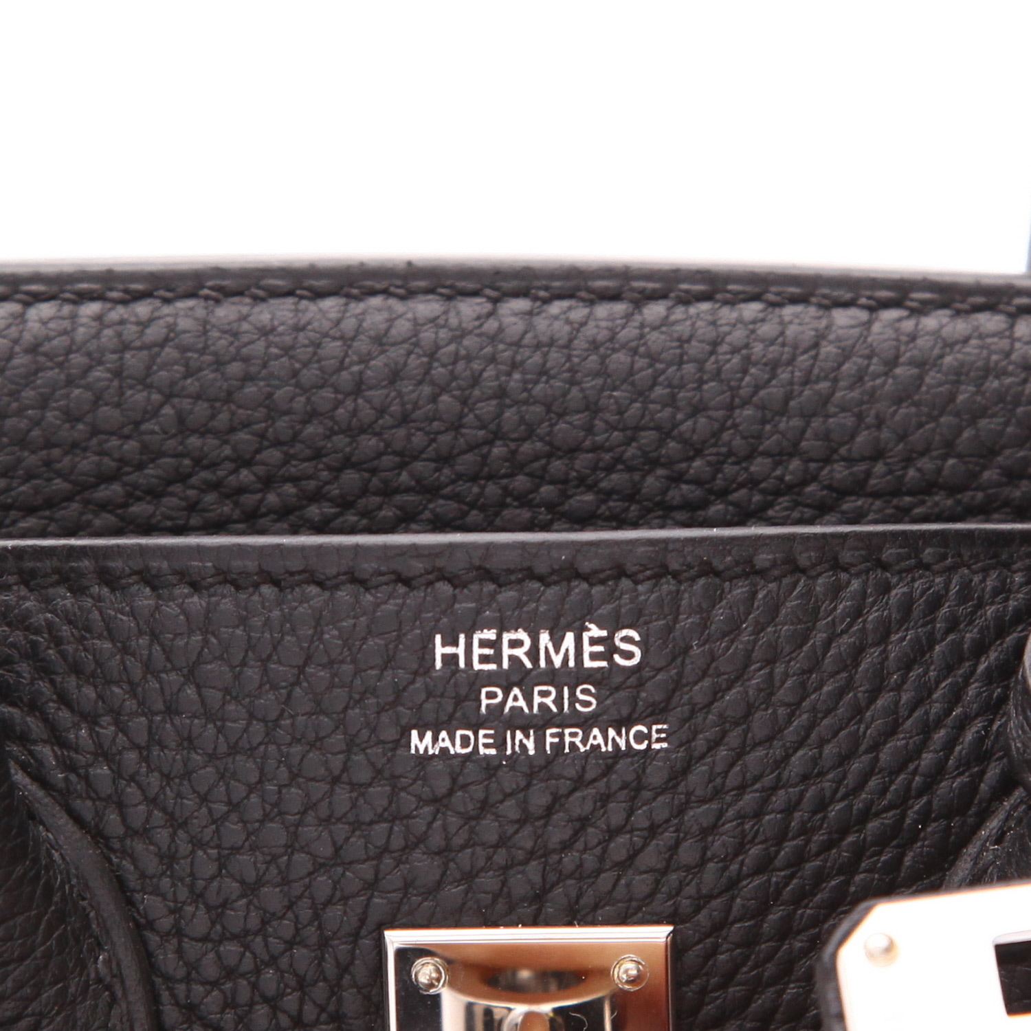 Bolso de mano Hermès  Birkin 25 cm en cuero togo negro - Detail D2