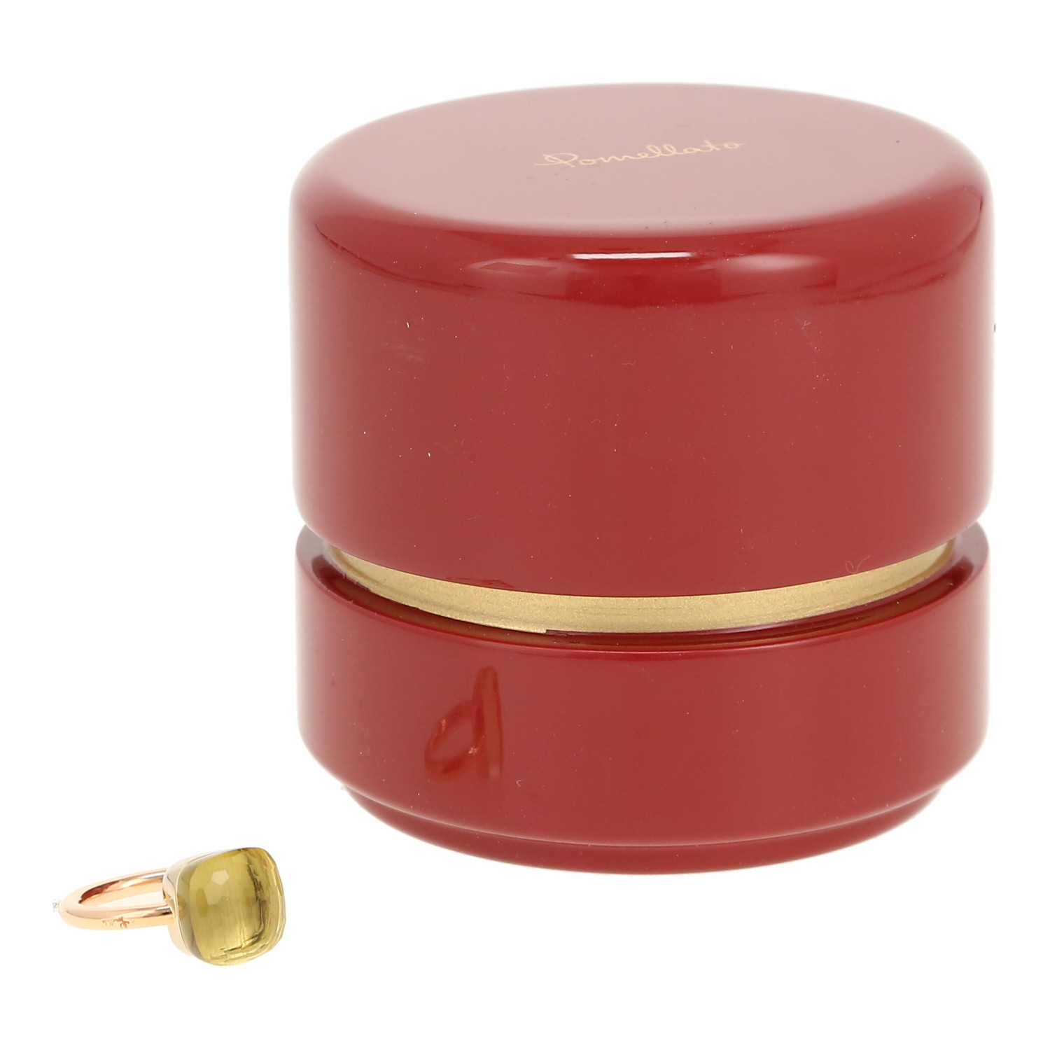 Bague Pomellato Nudo Maxi en or rose, or blanc et quartz lemon - Detail D2