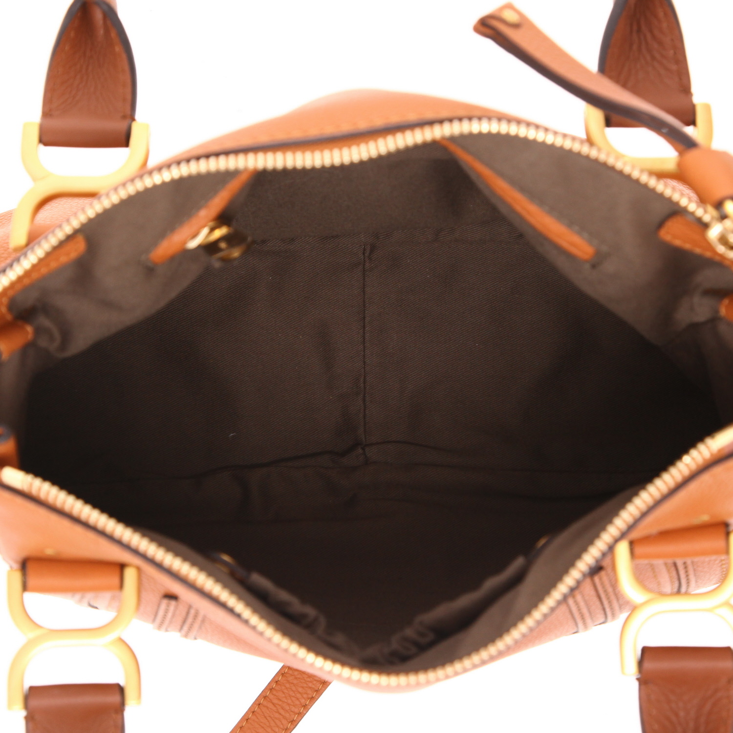 Bolso de mano Chloé  Marcie en cuero granulado marrón - Detail D3