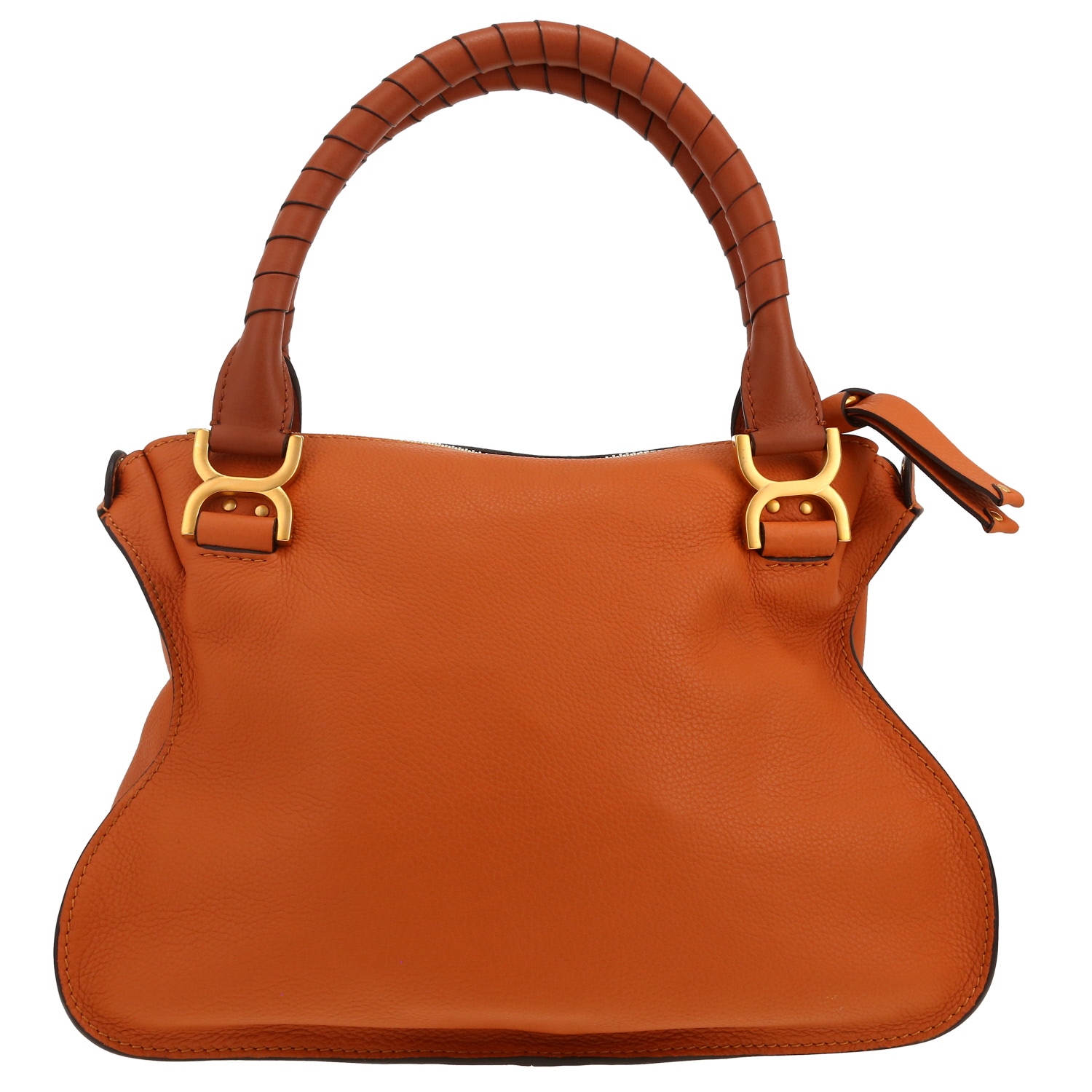 Bolso de mano Chloé  Marcie en cuero granulado marrón - Detail D4