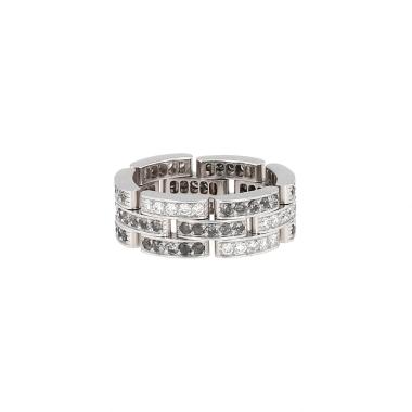 Sortija articulada Cartier Maillon Panthère de oro blanco, diamantes blanco y diamantes negro