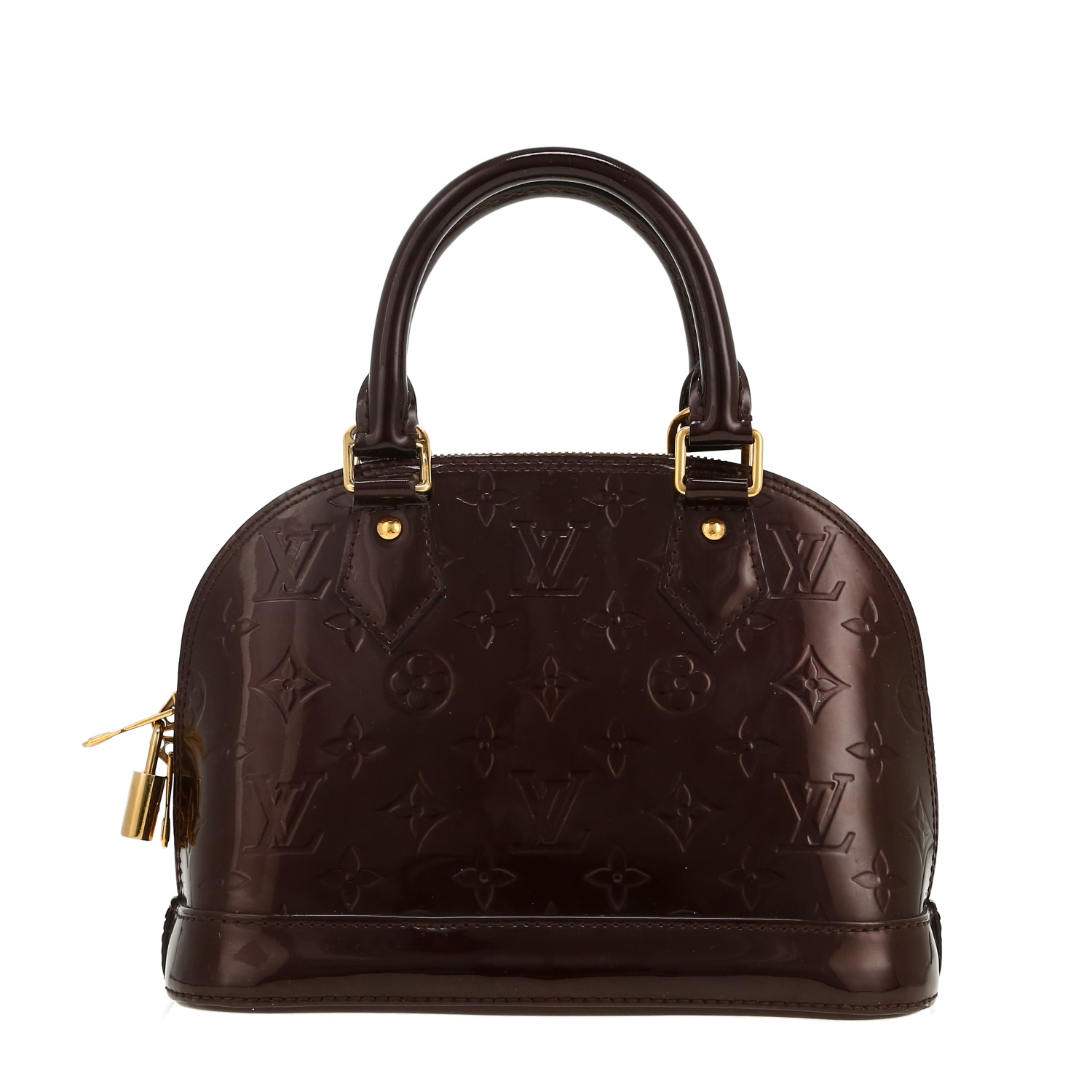 Sac à main Louis Vuitton  Alma BB en cuir verni monogram aubergine - Detail D4