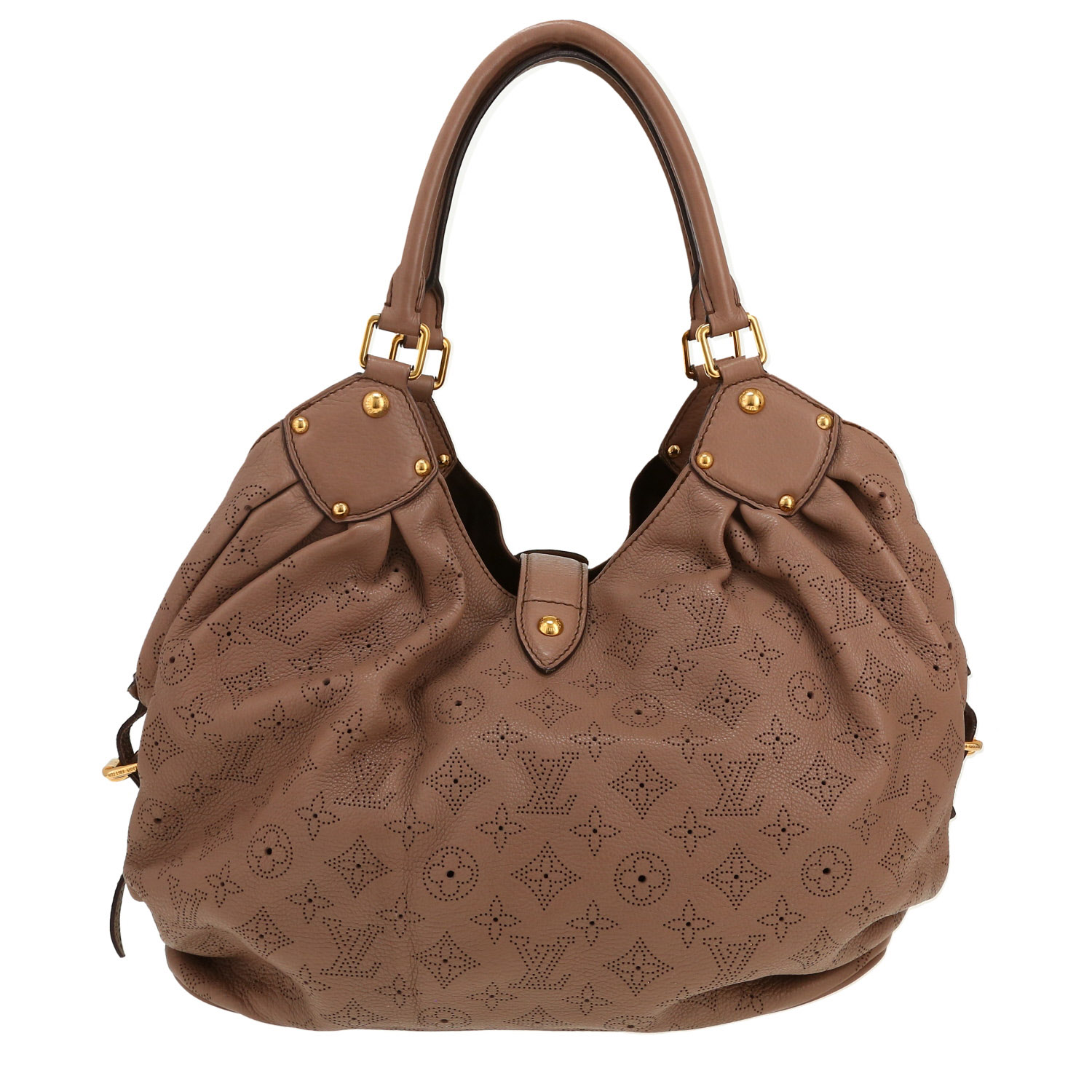 Sac à main Louis Vuitton  L en cuir Mahina taupe - Detail D4