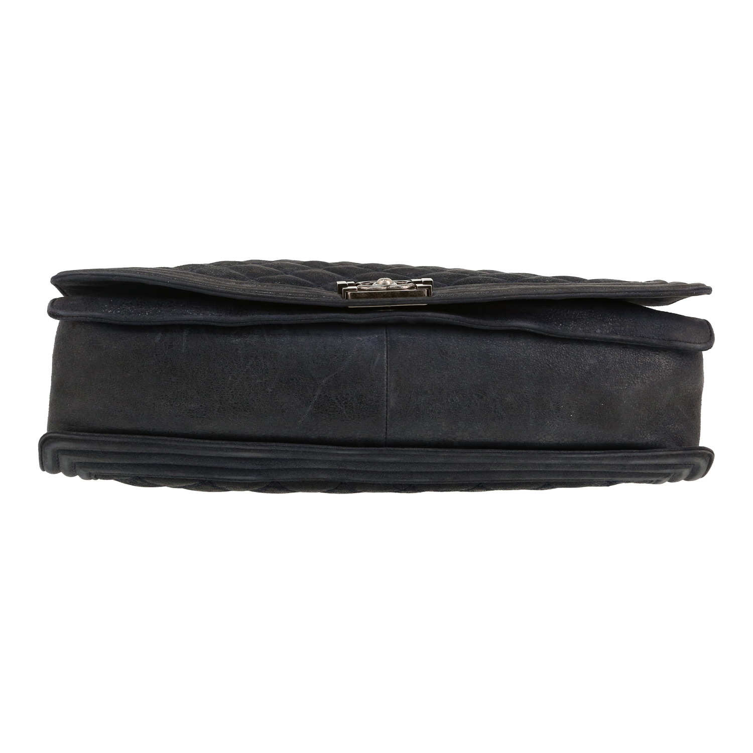 Chanel large model shoulder bag in grey quilted canvas - Detail D1