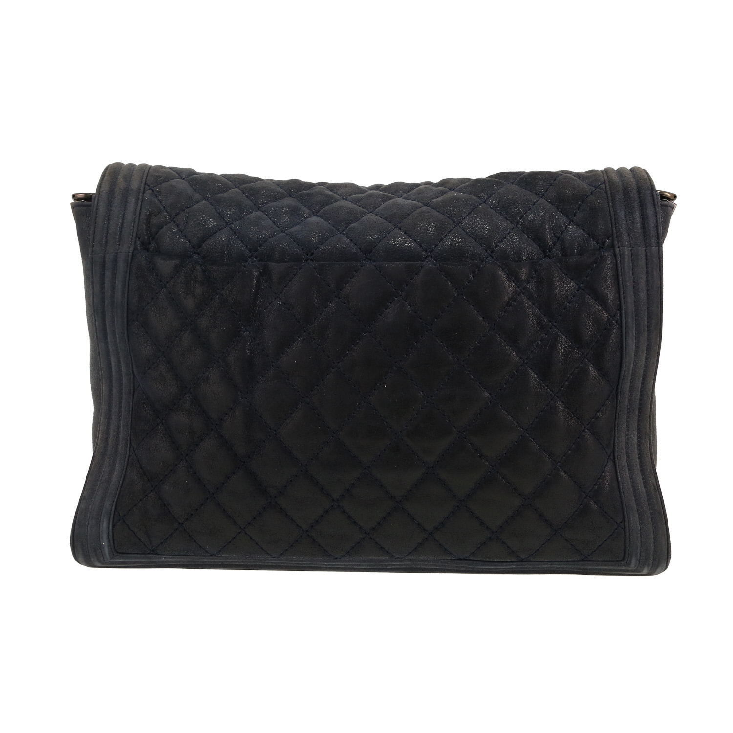 Chanel large model shoulder bag in grey quilted canvas - Detail D4