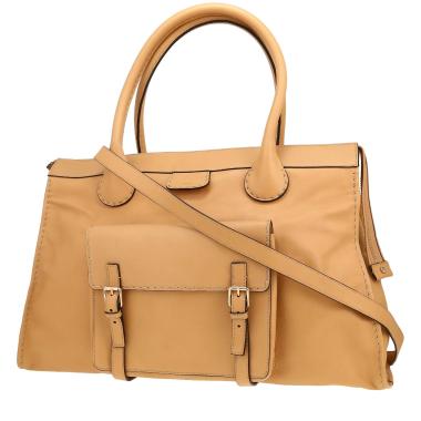 Bolsa de viaje Chloé  Edith en cuero beige
