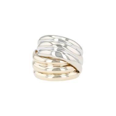 Sortija Vintage  de oro blanco 14k y oro amarillo de 14 quilates