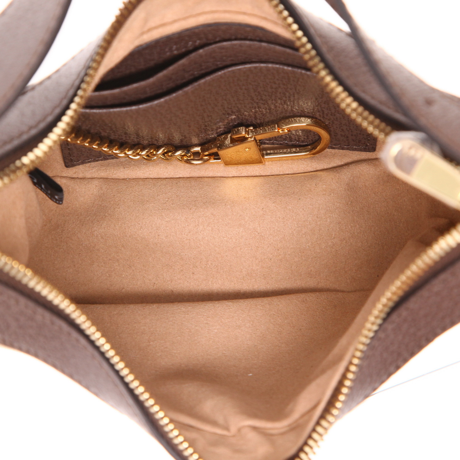 Bolso de mano Gucci  Ophidia mini  en lona monogram beige y marrón y cuero marrón - Detail D3