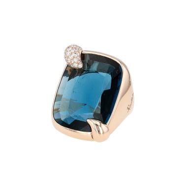 Bague Pomellato Ritratto grand modèle en or rose, topaze et diamants