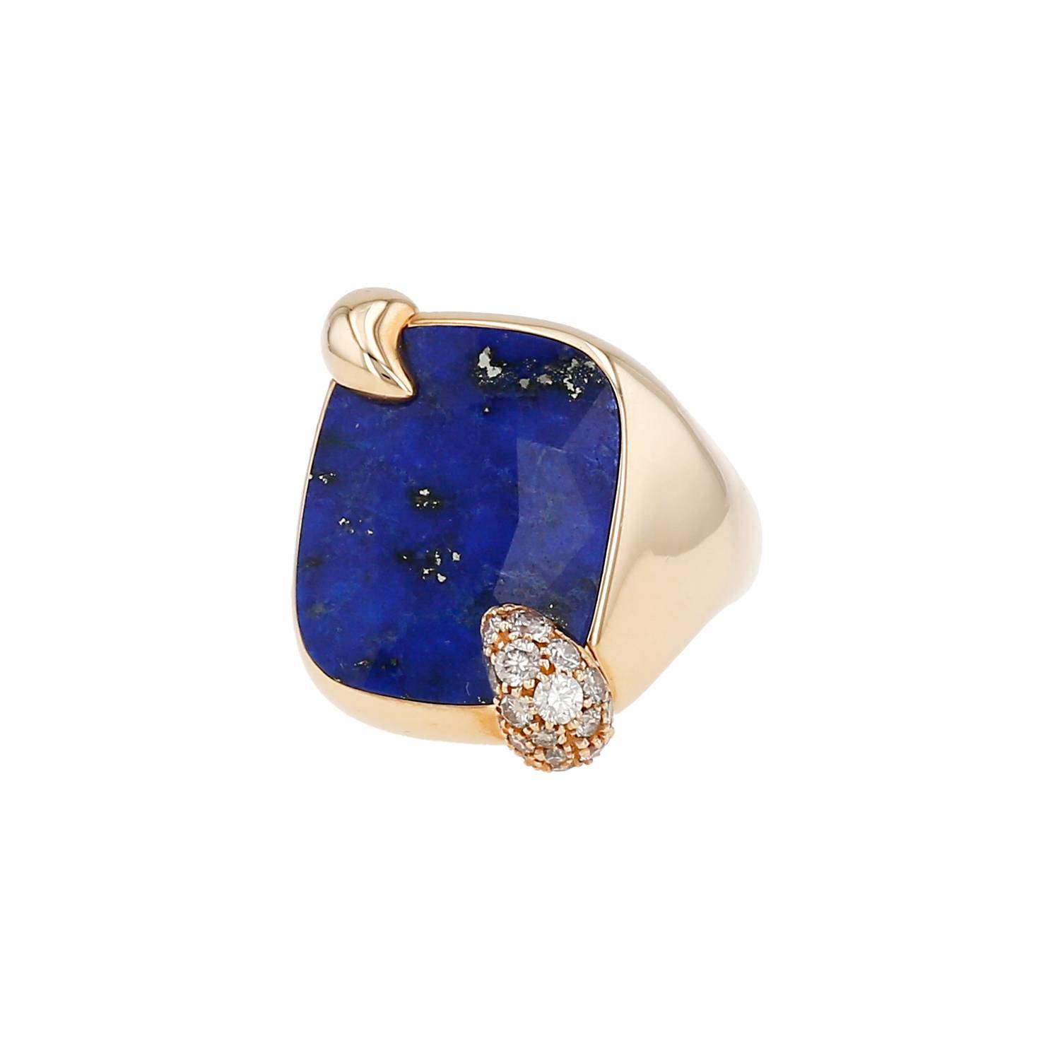 Sortija Pomellato Ritratto de oro rosa, lapislázuli y diamantes marrones