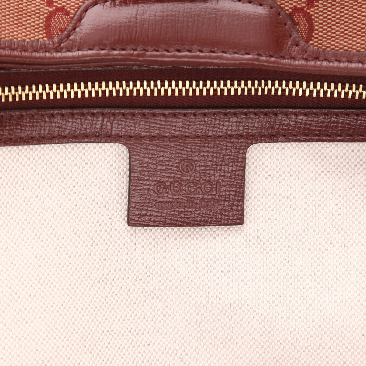 Gucci  Jackie shoulder bag  in burgundy "sûpreme GG" canvas  and burgundy leather - Detail D2