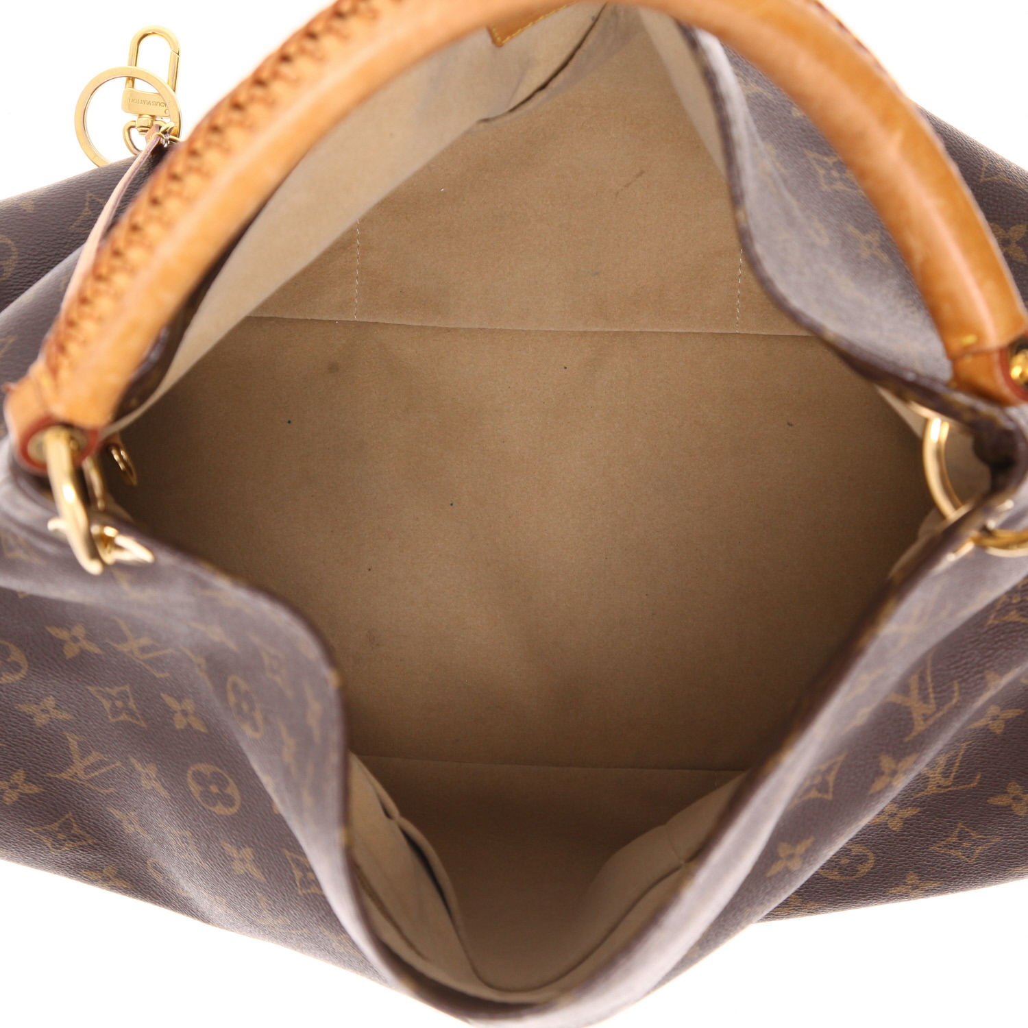 Bolso de mano Louis Vuitton  Artsy en lona Monogram marrón y cuero natural - Detail D3