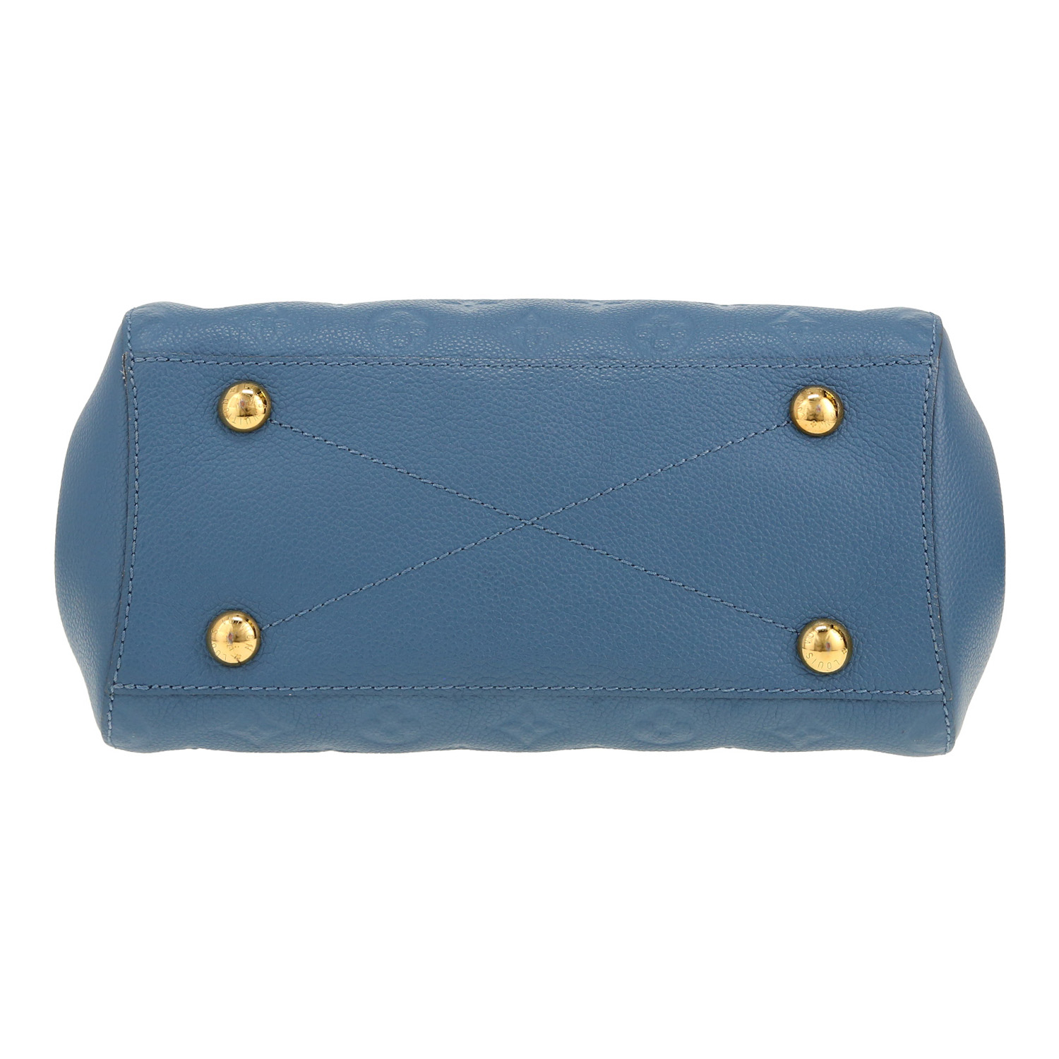 Louis Vuitton Montaigne handbag in blue empreinte monogram leather - Detail D1