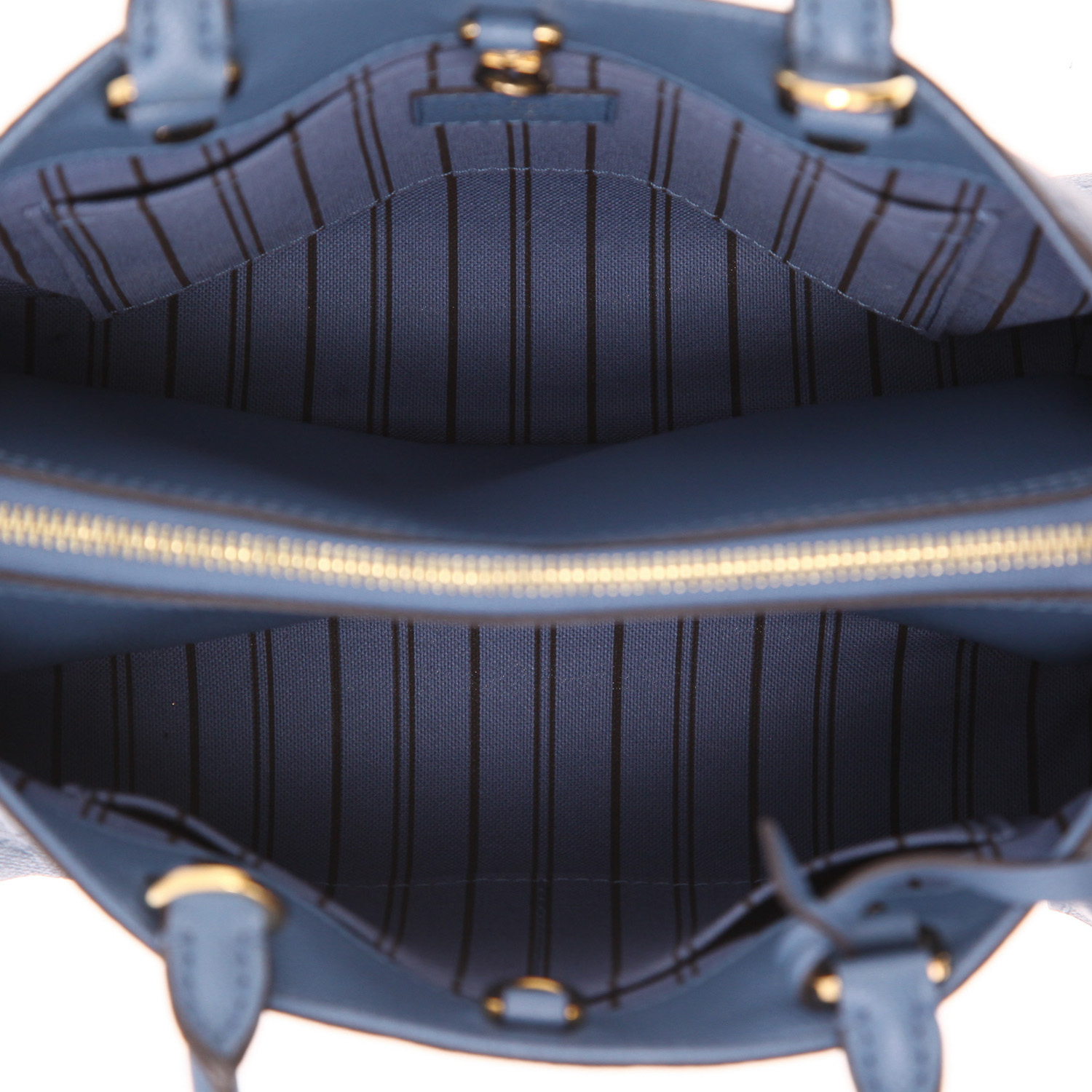 Bolso de mano Louis Vuitton  Montaigne en cuero monogram huella azul - Detail D3