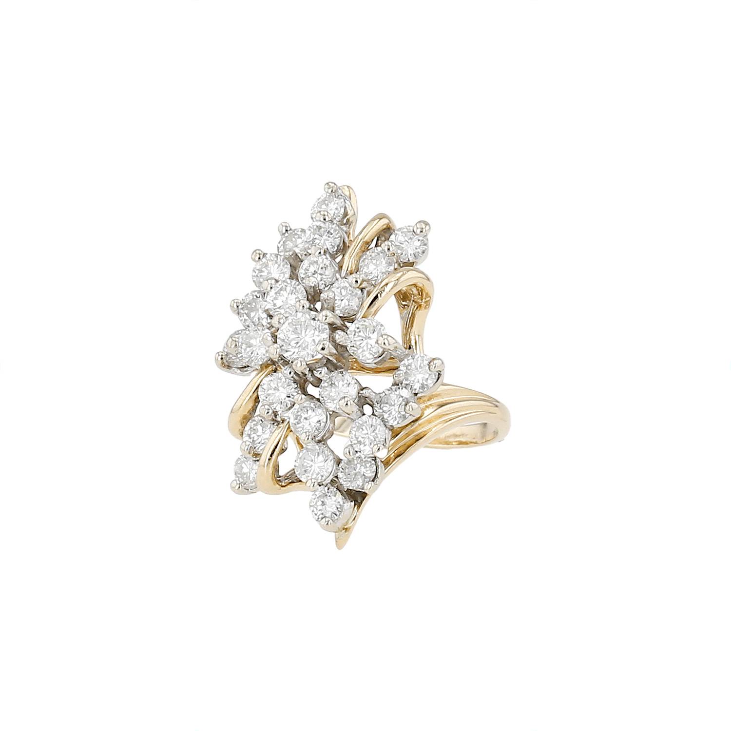 Anello Vintage  in oro giallo 14k e diamanti