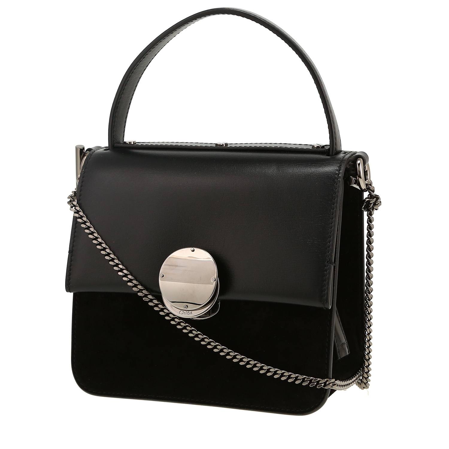Chloé shoulder bag in black leather and black Veau velours