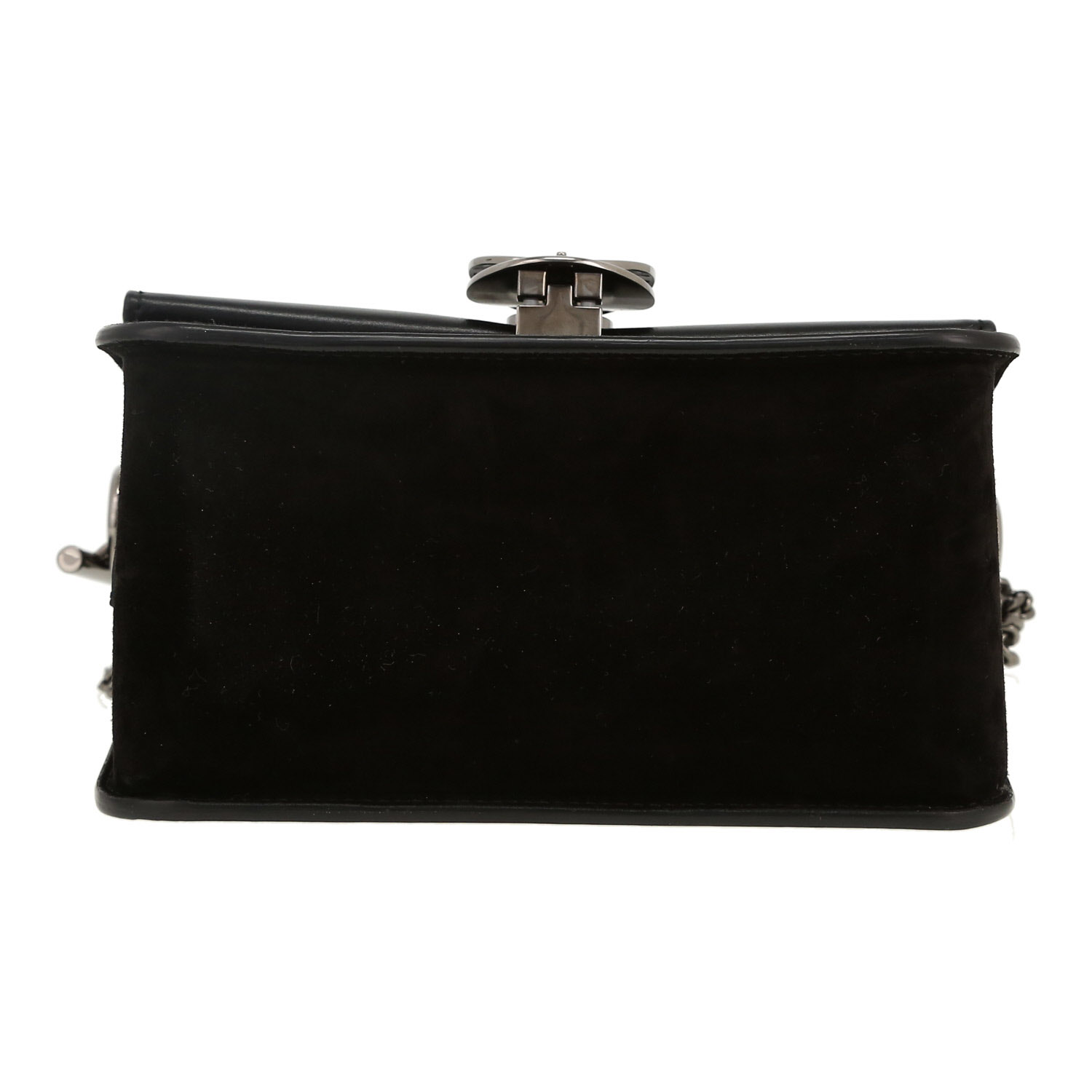 Chloé shoulder bag in black leather and black Veau velours - Detail D1