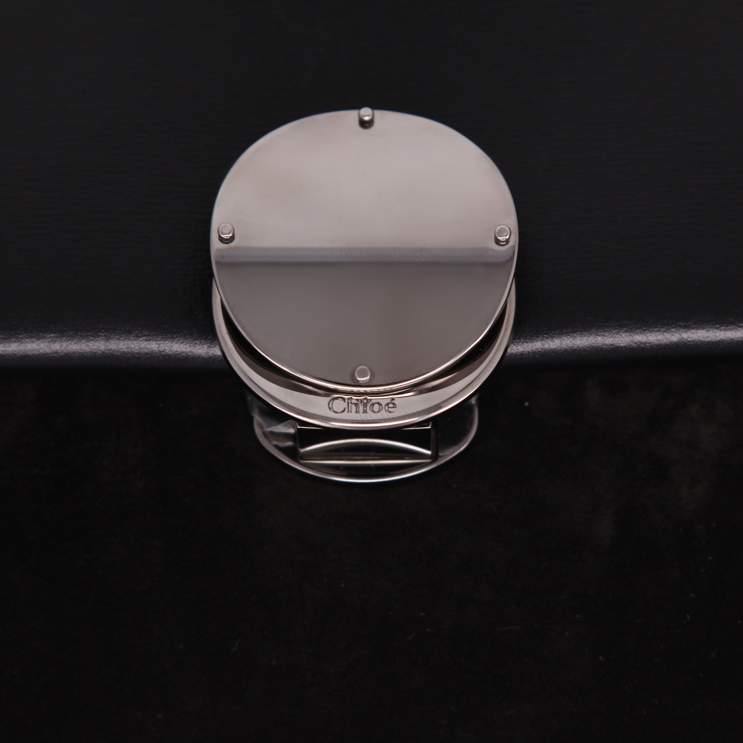 Chloé shoulder bag in black leather and black Veau velours - Detail D2