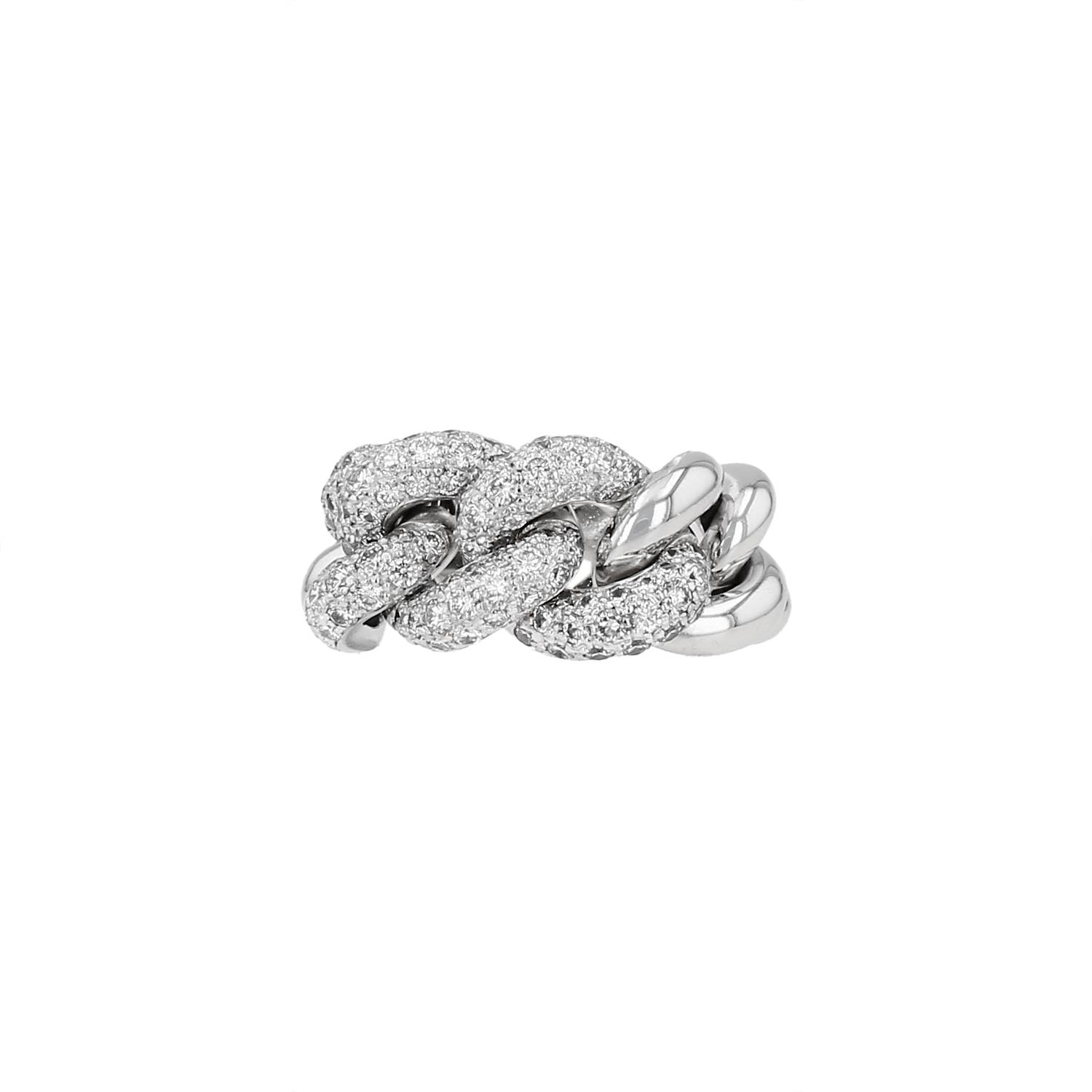 Flexible Pomellato ring in white gold and diamonds
