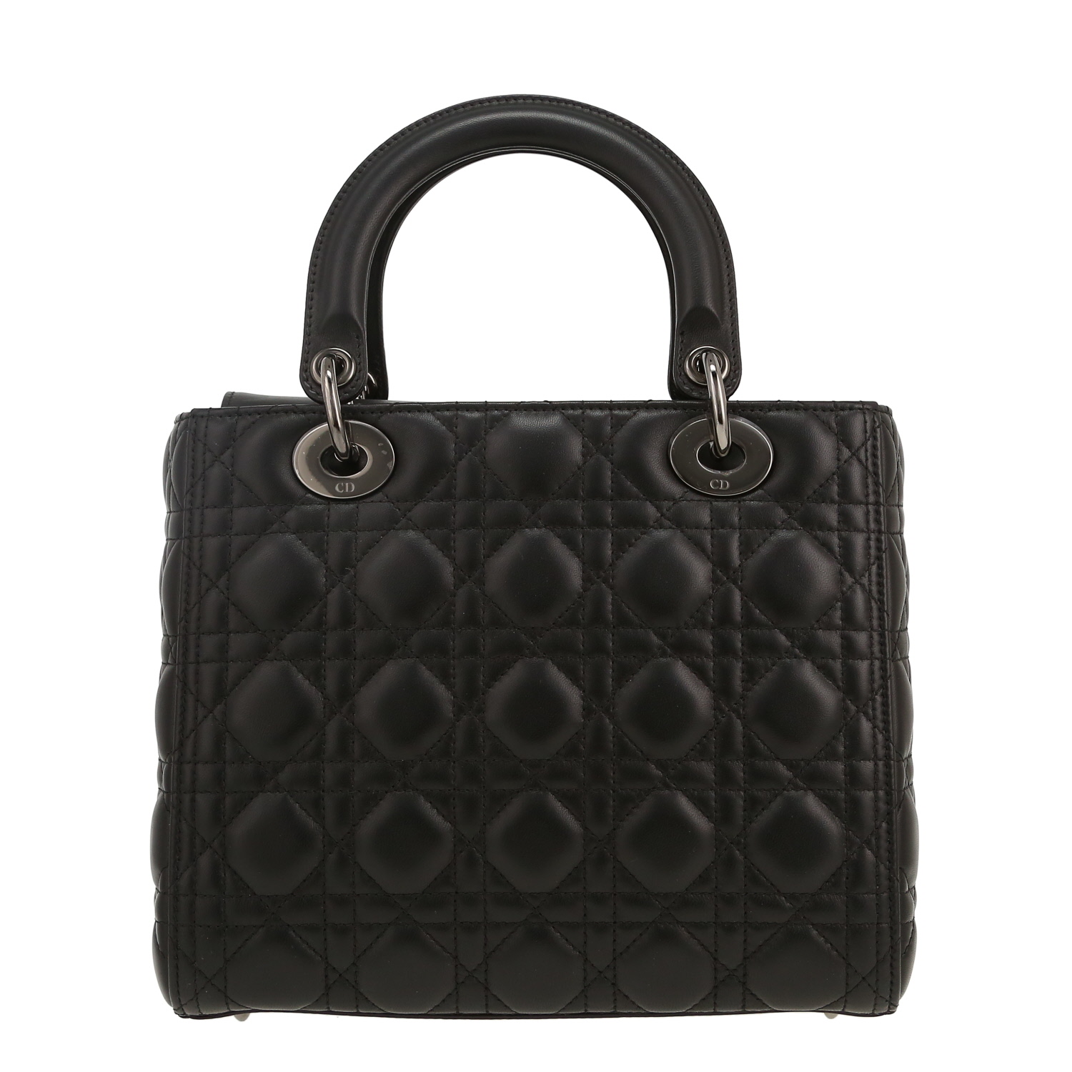 Sac à main Dior  Lady Dior en cuir cannage noir - Detail D4