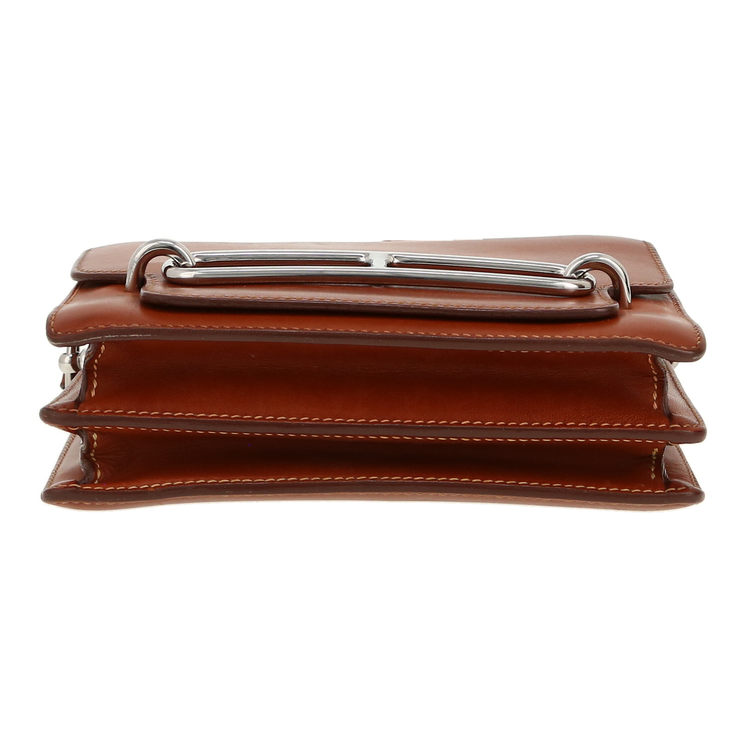 Bolso bandolera Hermès  Roulis en cuero Barenia rojizo - Detail D1