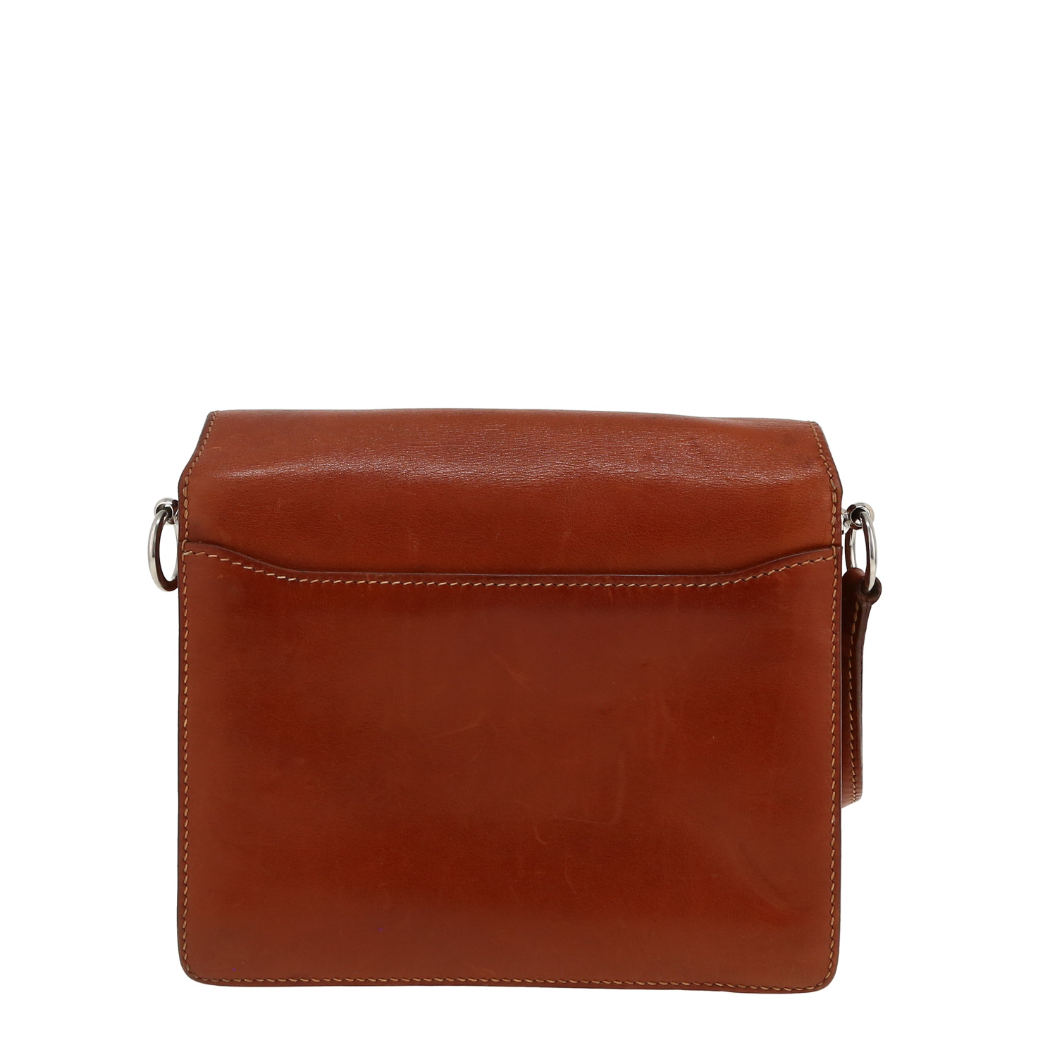Bolso bandolera Hermès  Roulis en cuero Barenia rojizo - Detail D4