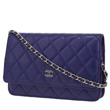 Borsa a tracolla Chanel  Wallet on Chain in pelle trapuntata blu