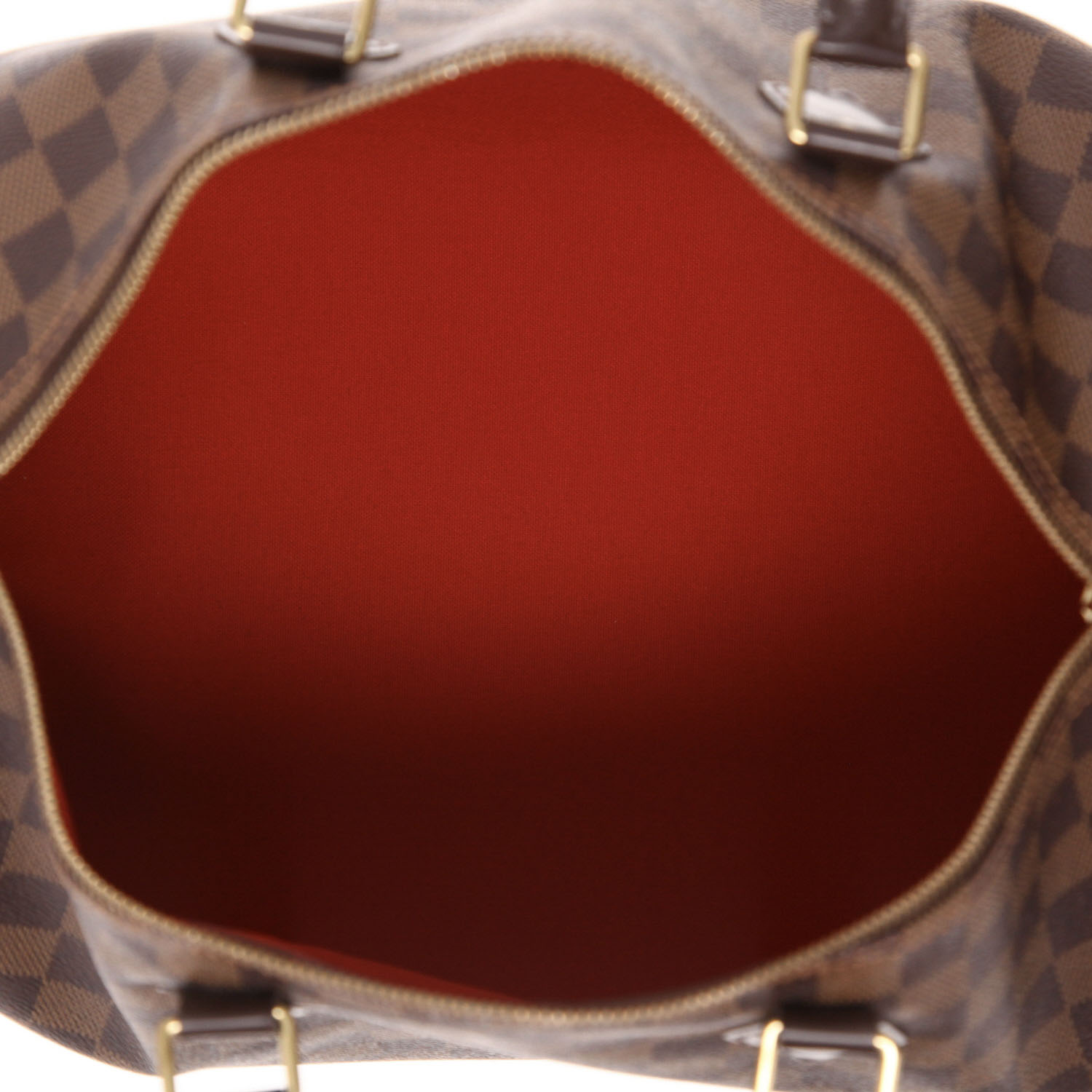 Louis Vuitton  Speedy 35 handbag  in ebene damier canvas  and brown leather - Detail D3