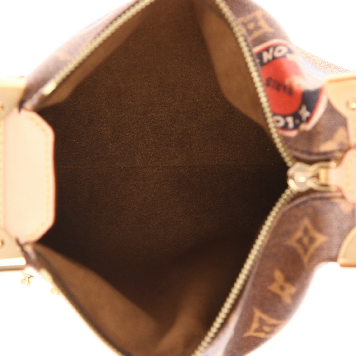 Bolso de mano Louis Vuitton  Side Trunk en lona Monogram marrón y cuero natural - Detail D3