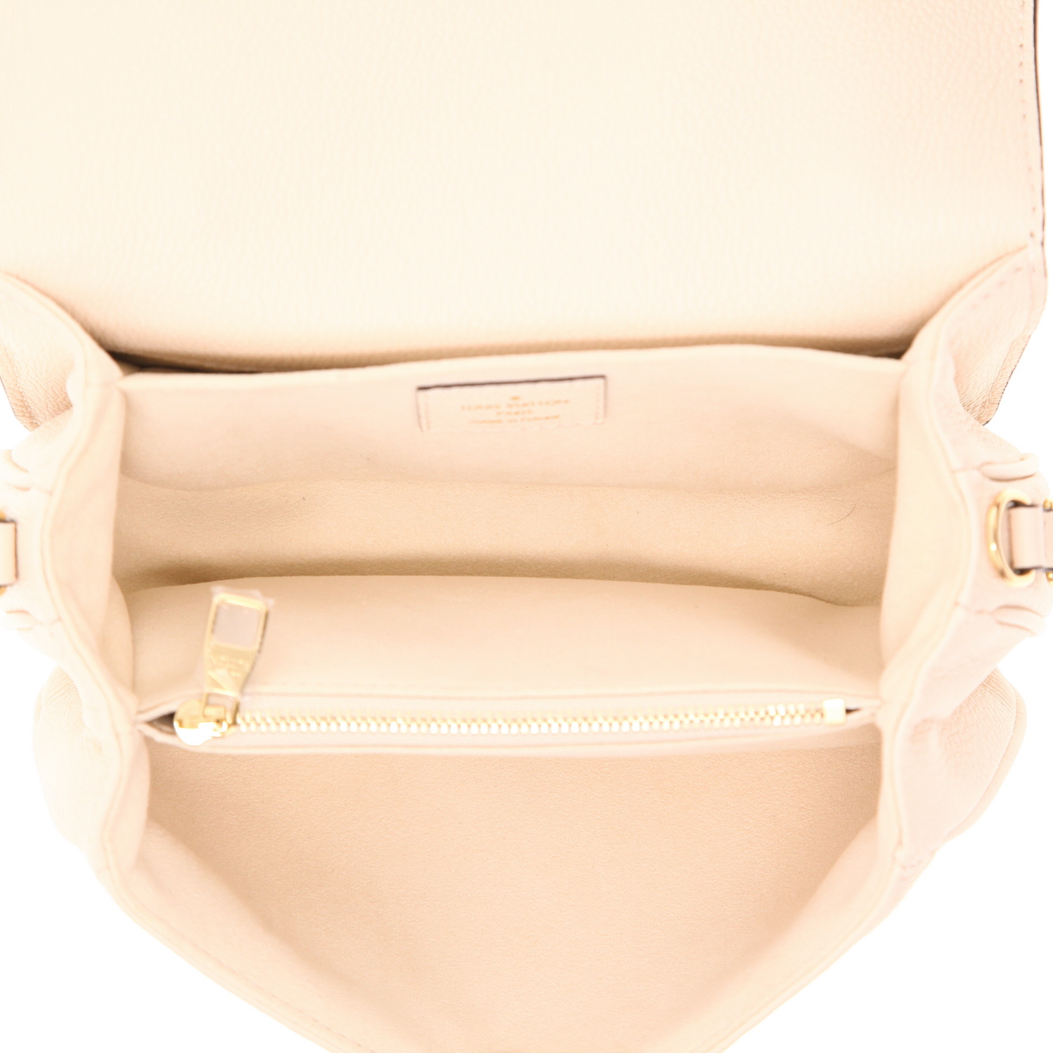 Louis Vuitton  Métis East West shoulder bag  in cream color empreinte monogram leather - Detail D3
