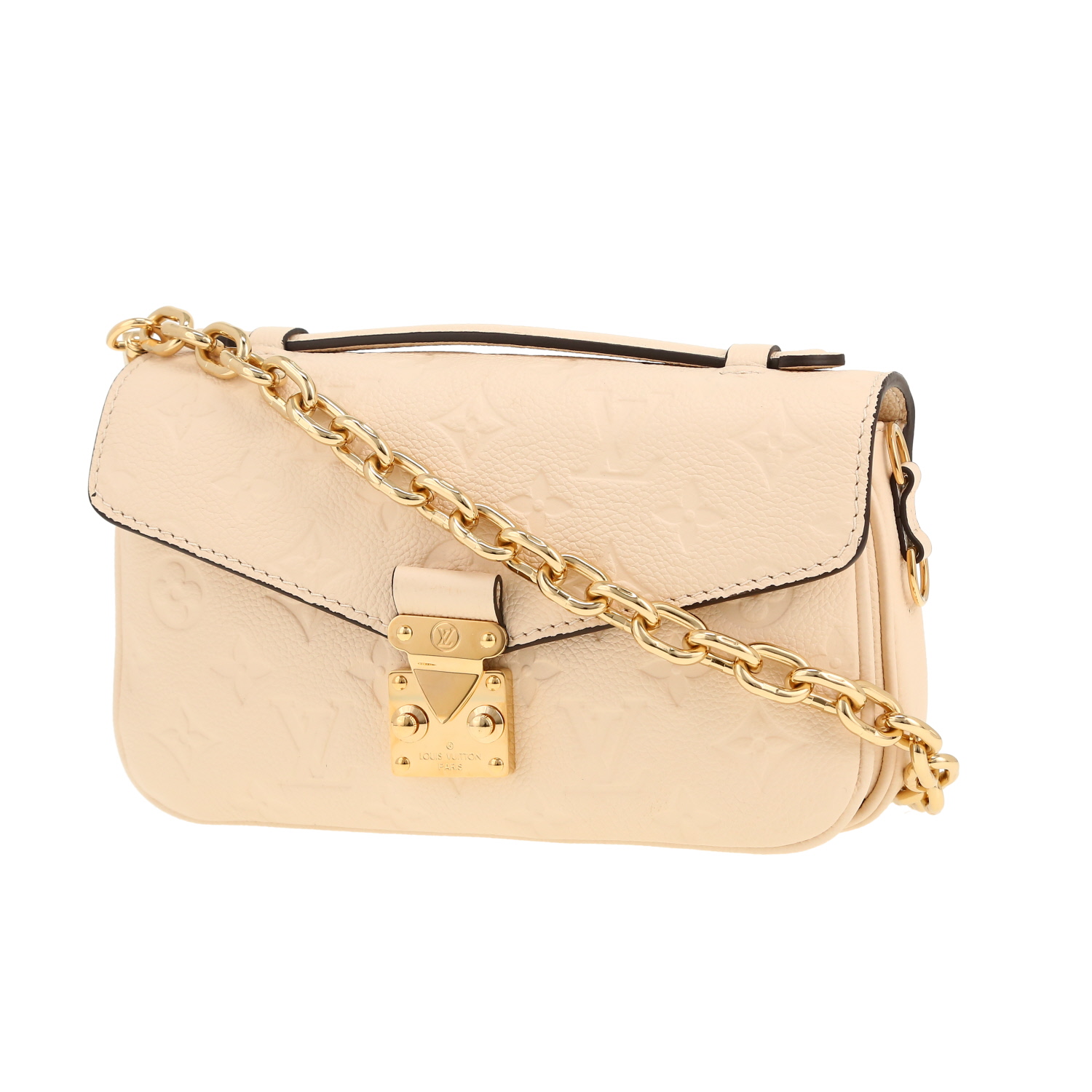 Louis Vuitton  Métis East West shoulder bag  in cream color empreinte monogram leather - Detail D4