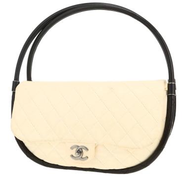 Bolso de mano Chanel  Hula Hoop en cuero negro y blanquecino