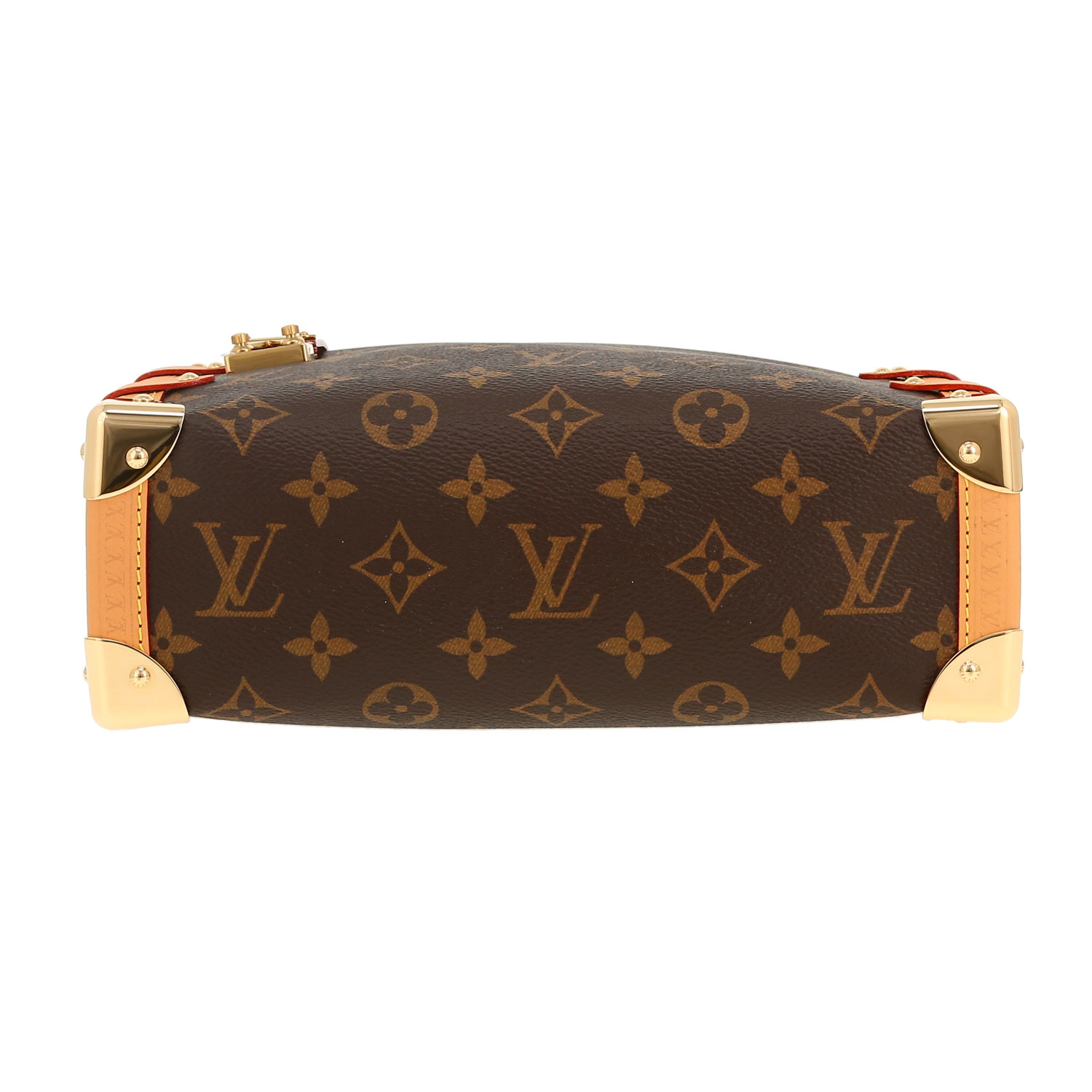 Bolso bandolera Louis Vuitton  Side Trunk modelo mediano  en lona Monogram marrón y cuero natural - Detail D1