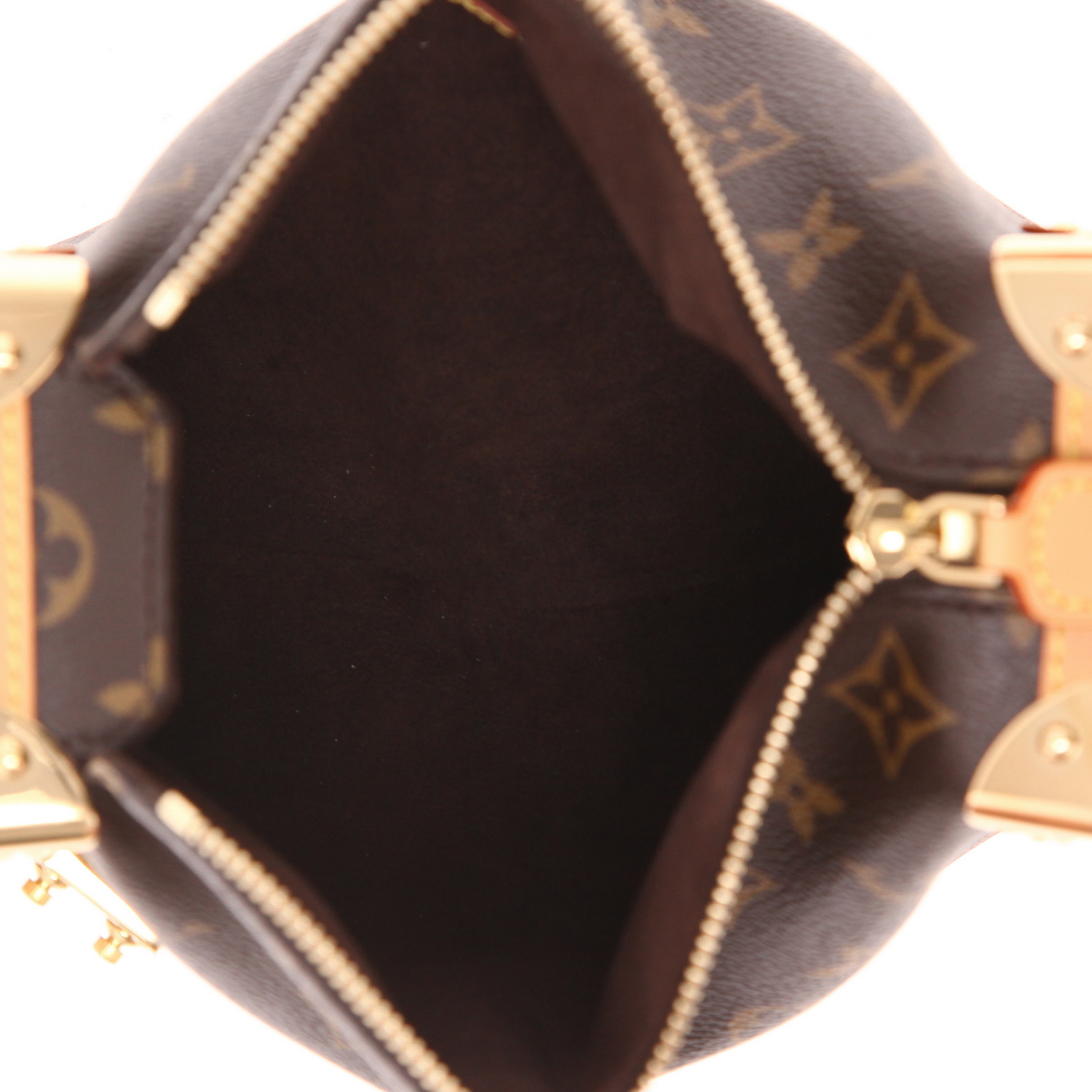 Louis Vuitton  Side Trunk medium model  shoulder bag  in brown monogram canvas  and natural leather - Detail D3