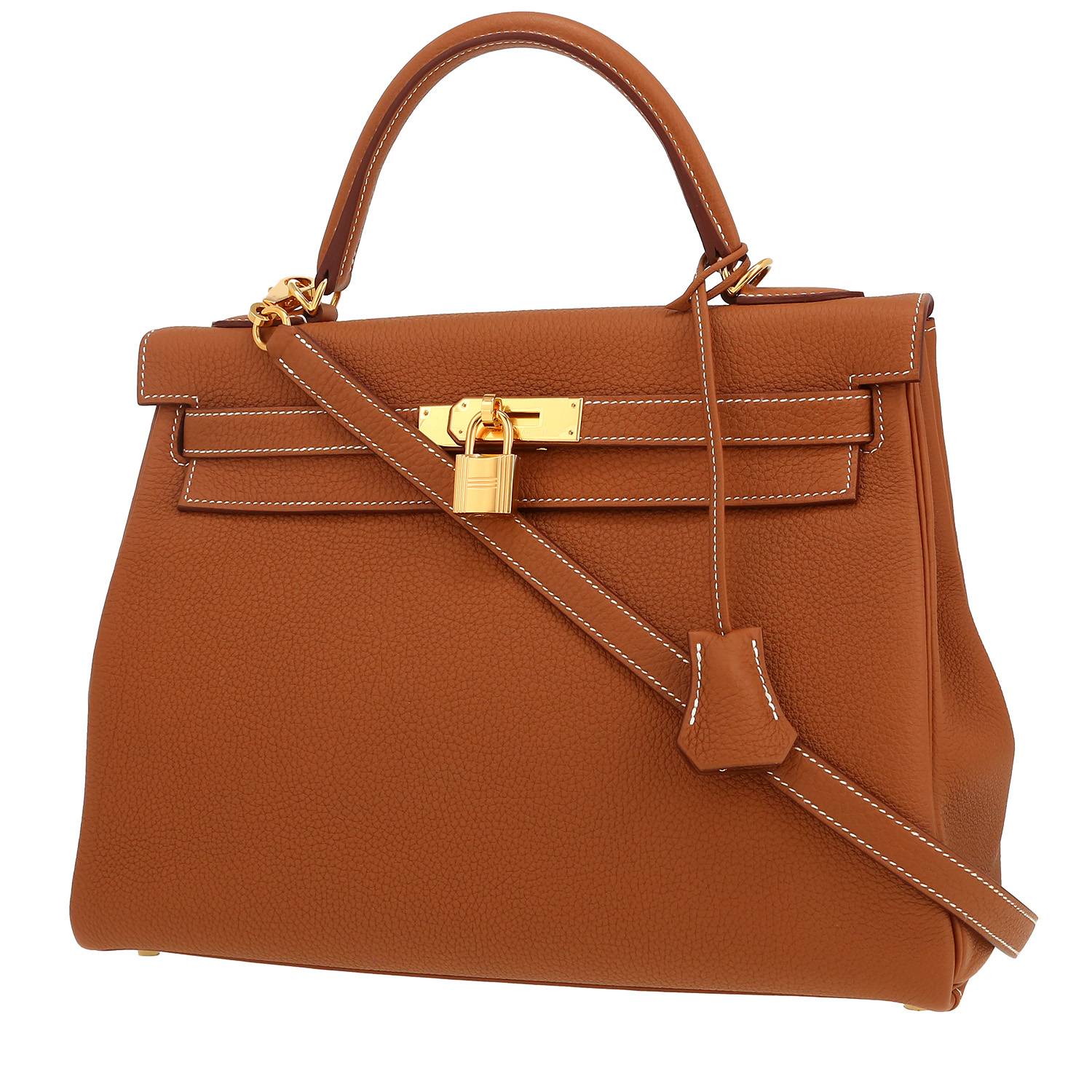 Hermès Kelly 32 cm handbag in gold togo leather
