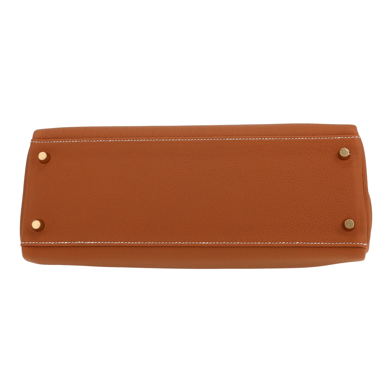 Bolso de mano Hermès  Kelly 32 cm en cuero togo color oro - Detail D1