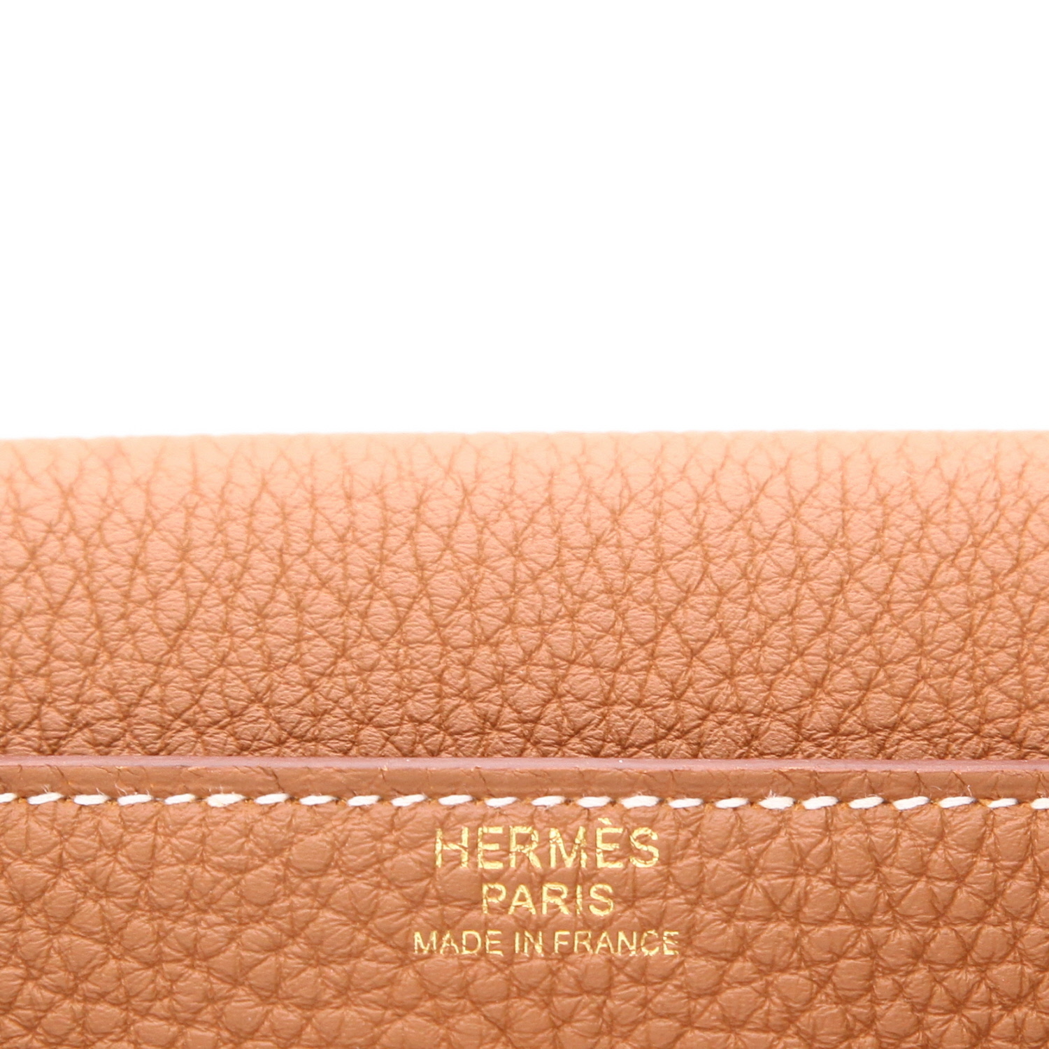 Bolso de mano Hermès  Kelly 32 cm en cuero togo color oro - Detail D2