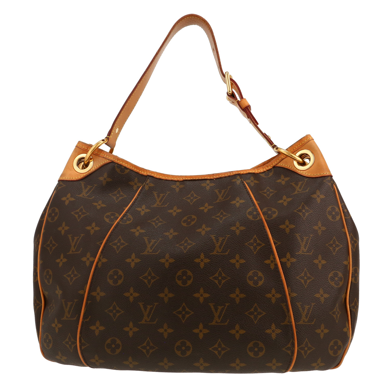 Bolso de mano Louis Vuitton  Galliera en lona Monogram marrón y cuero natural - Detail D4