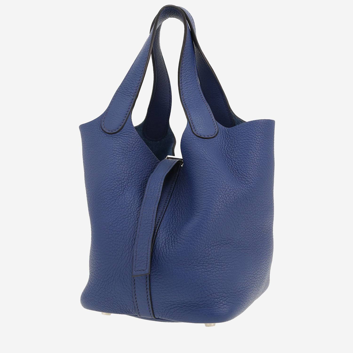 Sac à main Hermès  Picotin 18 cm en cuir taurillon clémence bleu