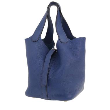 Borsa Hermès  Picotin 18 cm in pelle taurillon clemence blu