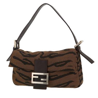 Sac à main Fendi  Baguette en toile marron et cuir marron