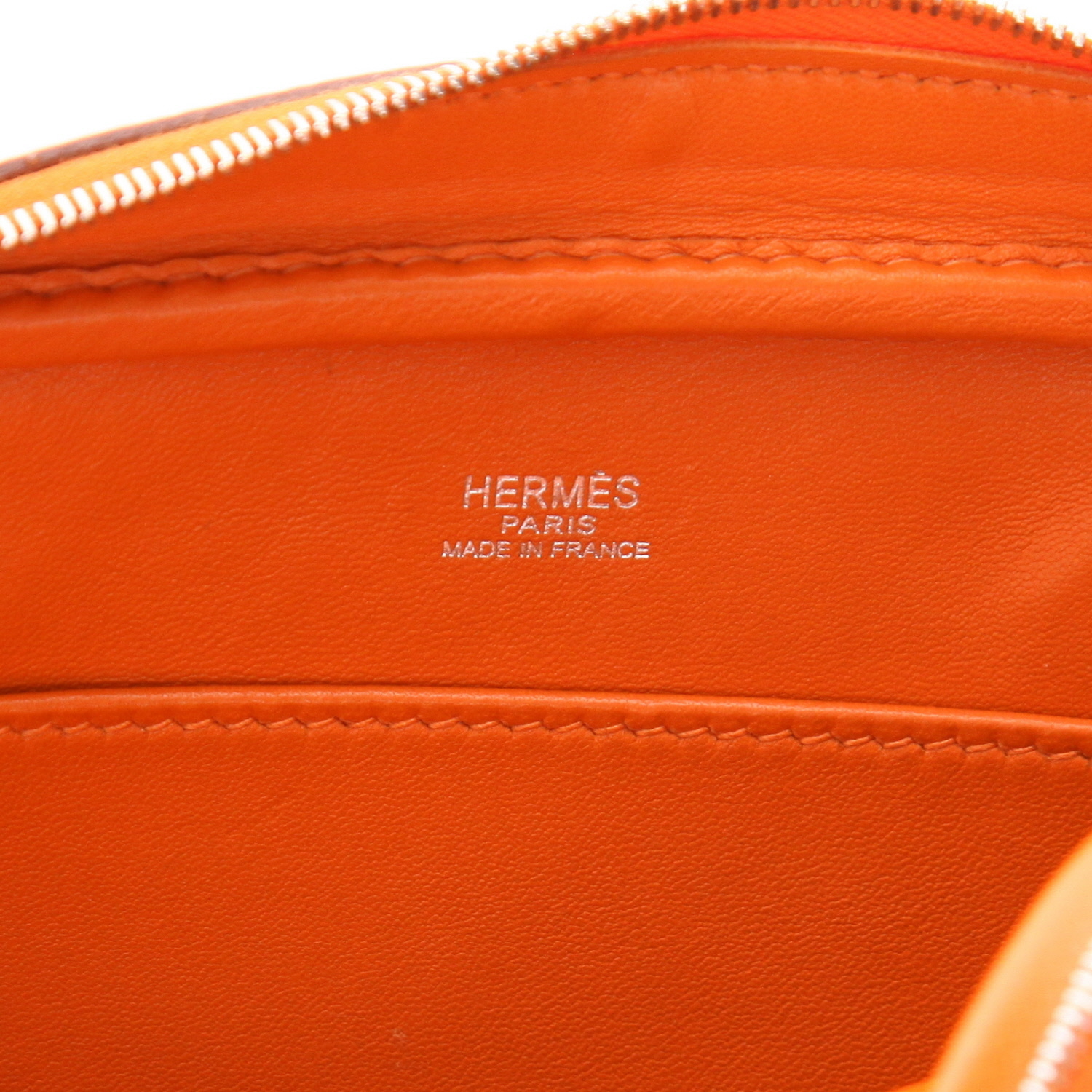 Sac à main Hermès  Mini Plume en cuir epsom orange - Detail D2