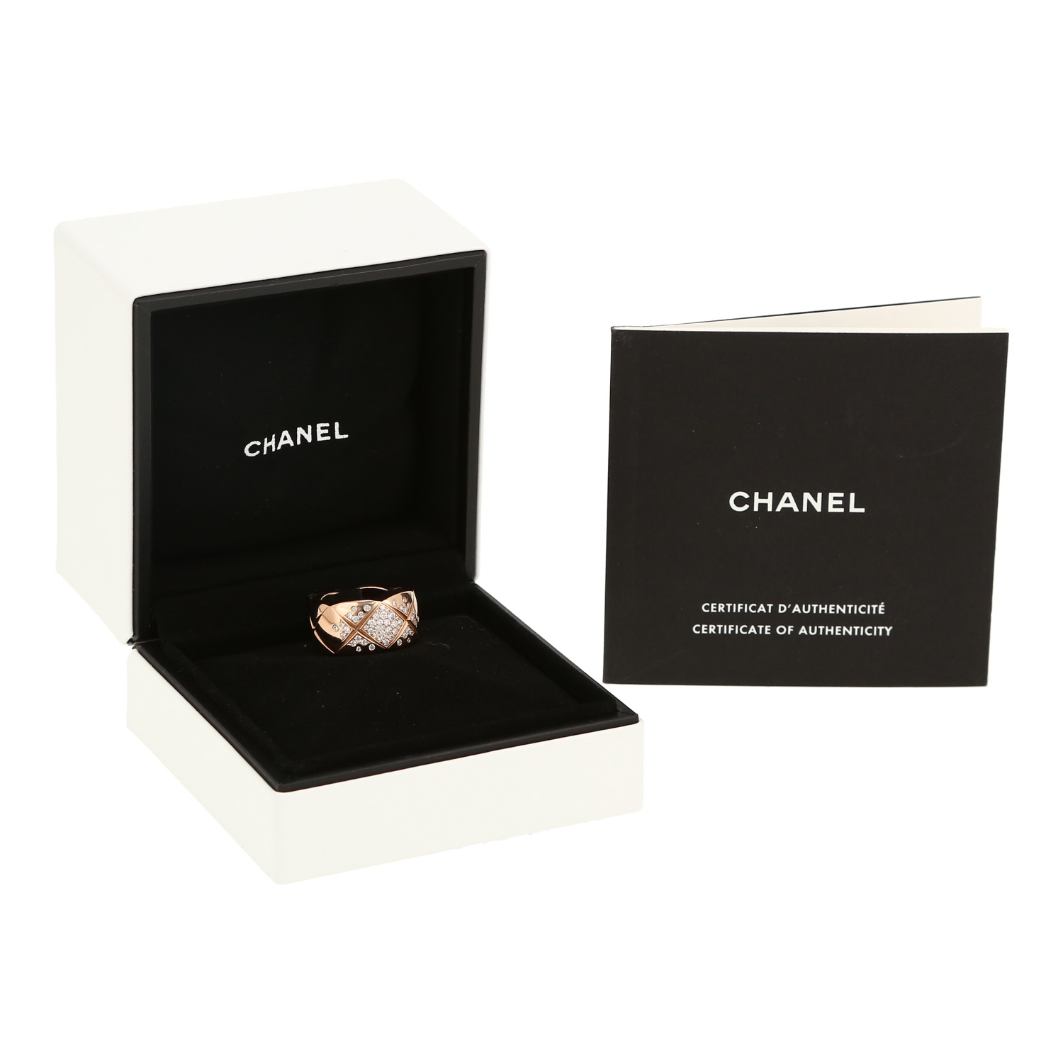 Sortija Chanel Coco Crush modelo grande de oro beige y diamantes - Detail D2