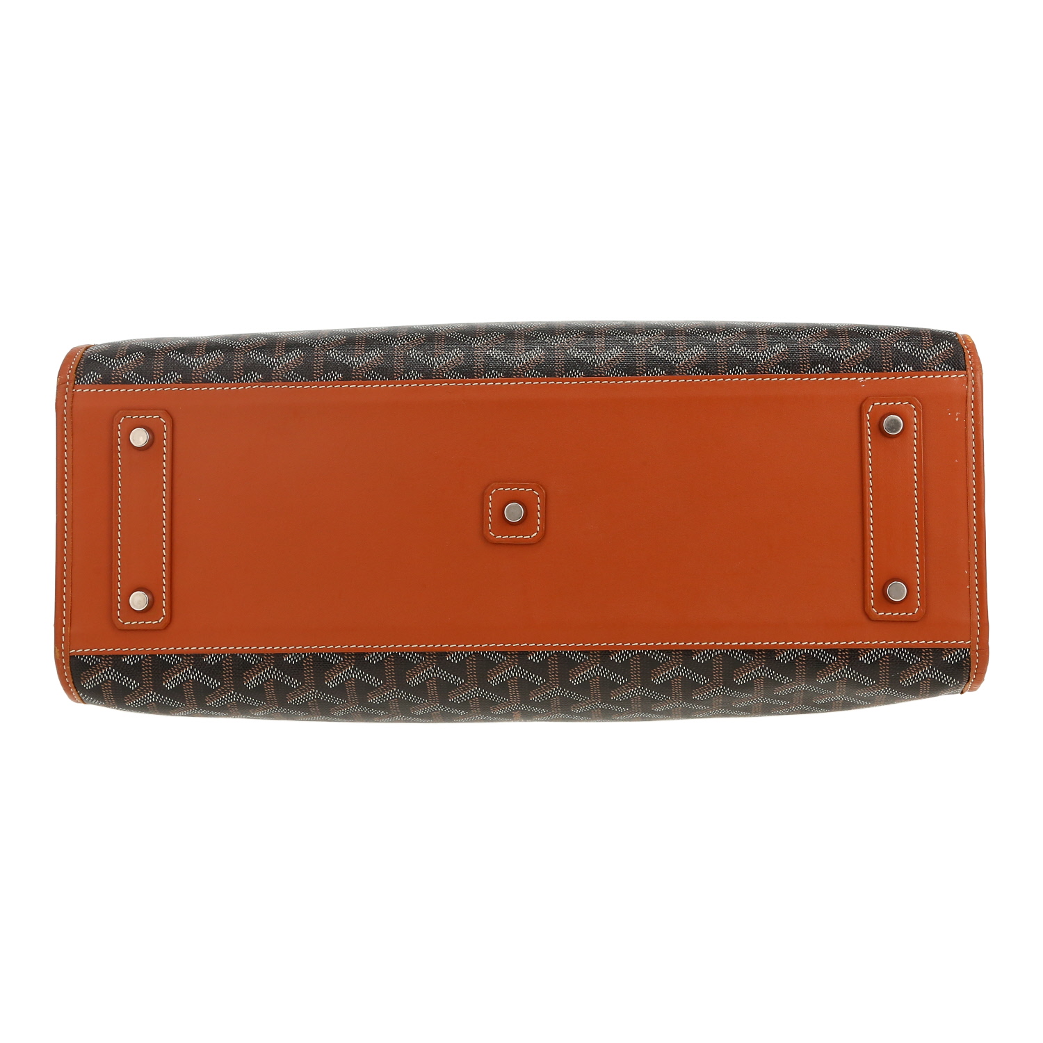 Bolso tipo cabas Goyard «Marquise» de lona Goyardine negra y piel marrón - Detail D1