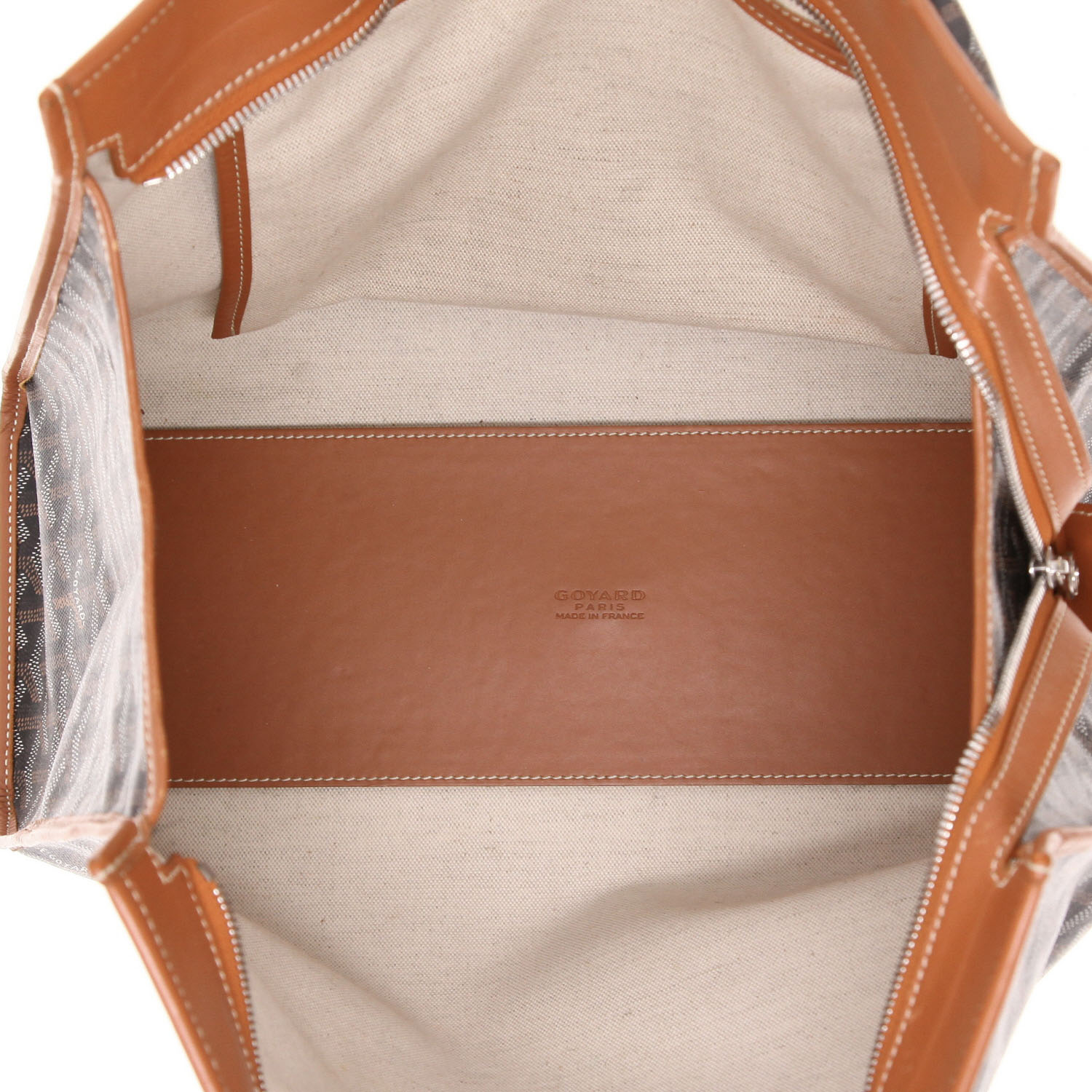 Goyard Marquise tote bag in Noir Goyardine canvas and brown leather - Detail D3