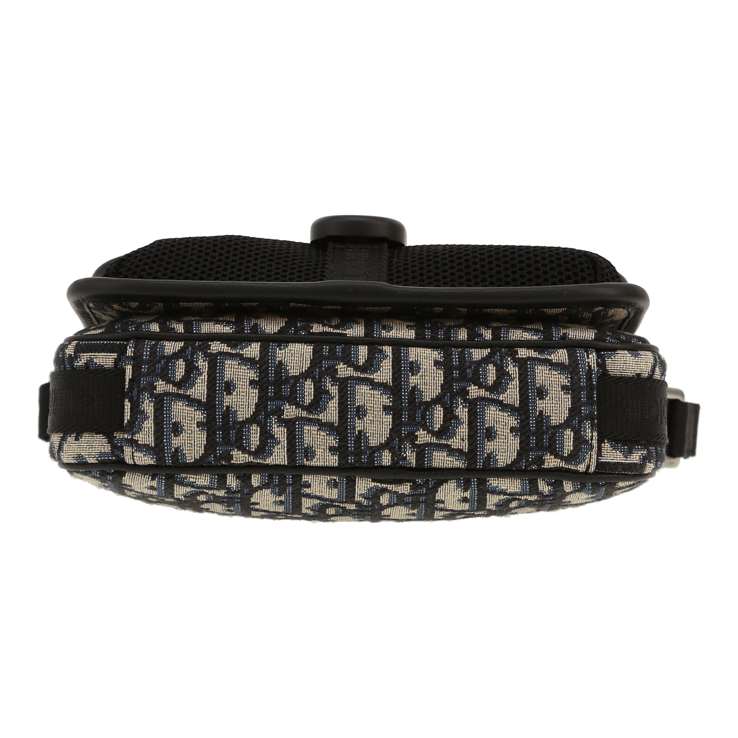 Sac bandoulière Dior  8 en toile monogram Oblique bleue et grise et toile noire - Detail D1