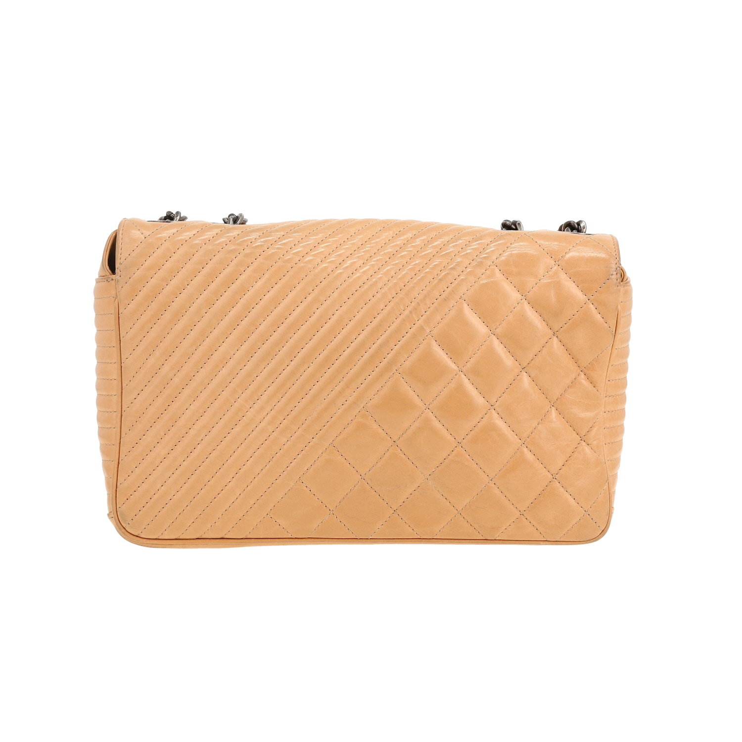 Bolso bandolera Chanel Coco Boy en cuero acolchado beige - Detail D4