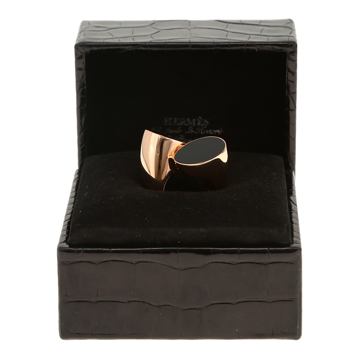 Anello Hermès  in oro rosa e giada nero - Detail D2