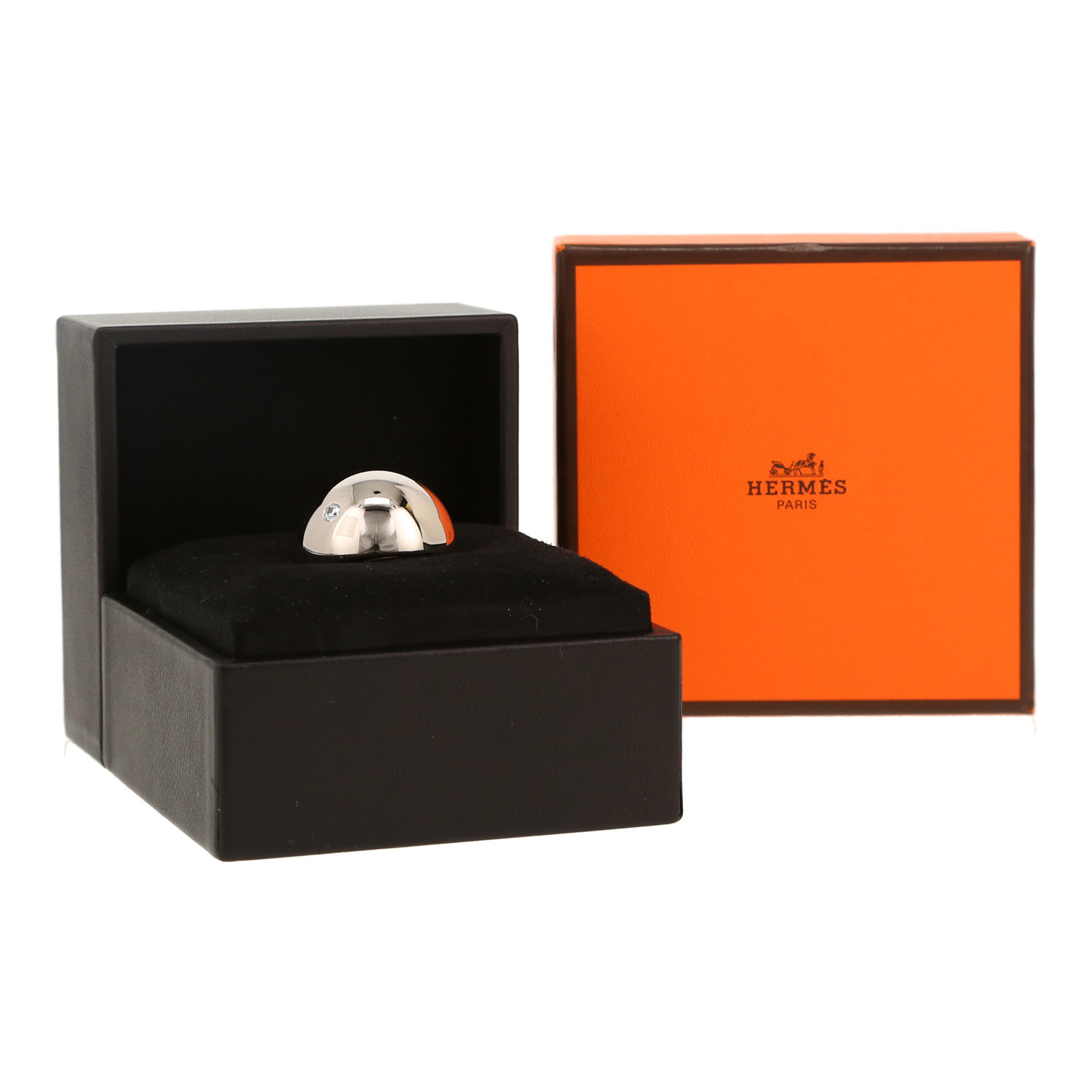 Hermès Quark boule ring in white gold, pink gold and diamond - Detail D2